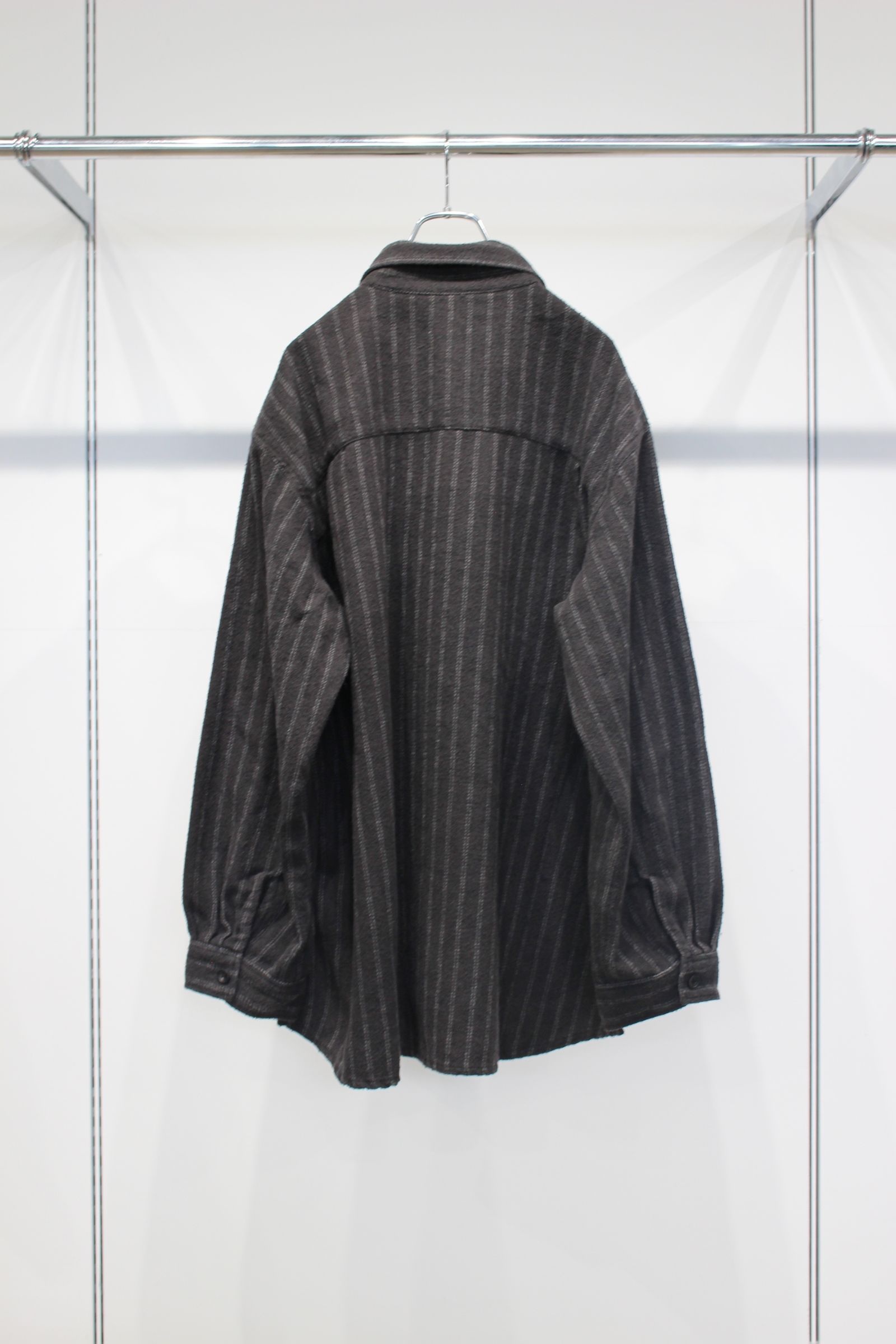STRIPE BOXY WORK SHIRT | BLACK | シャツ