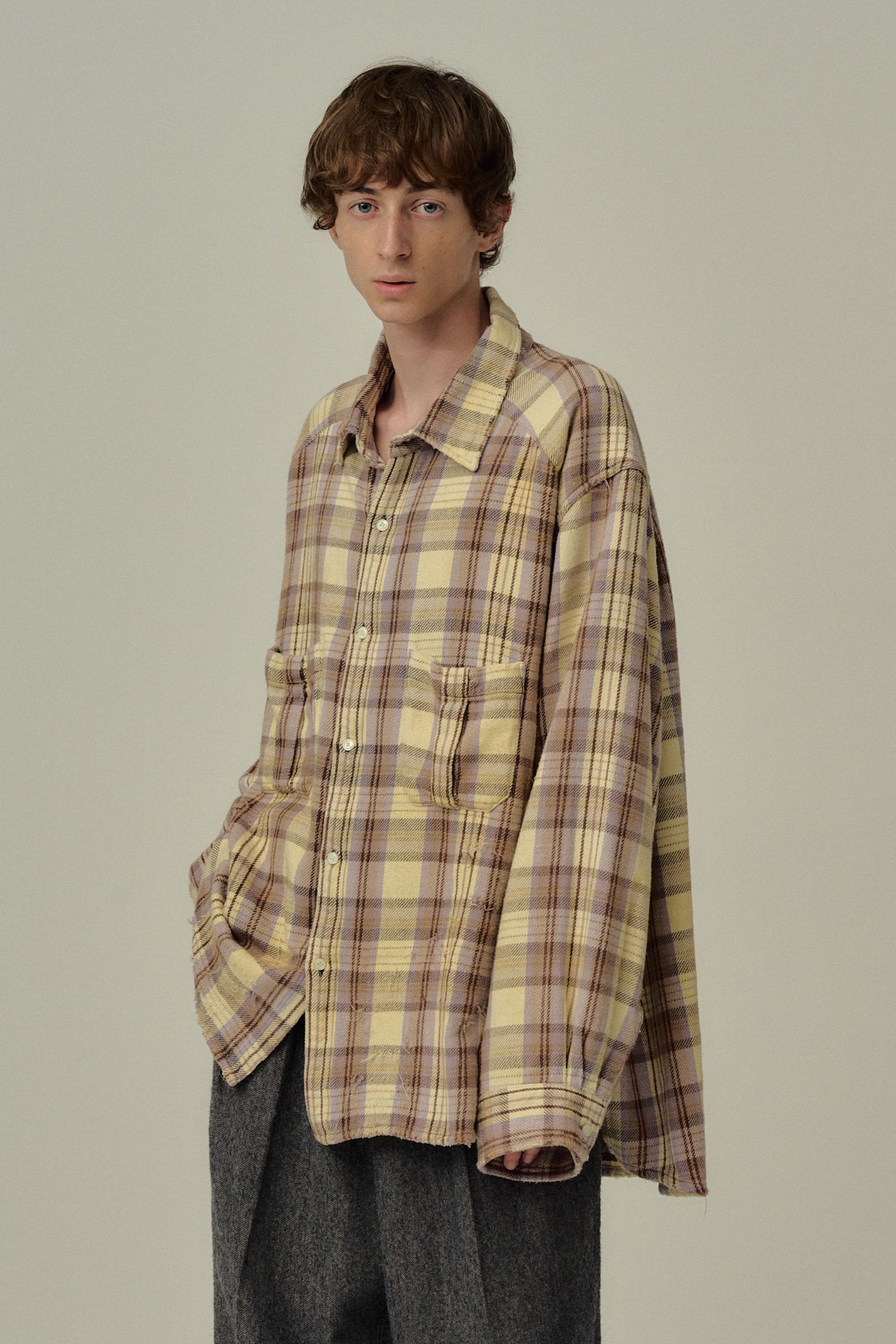 NEL CHECK OVER WORK SHIRT | IVORY | ネルシャツ