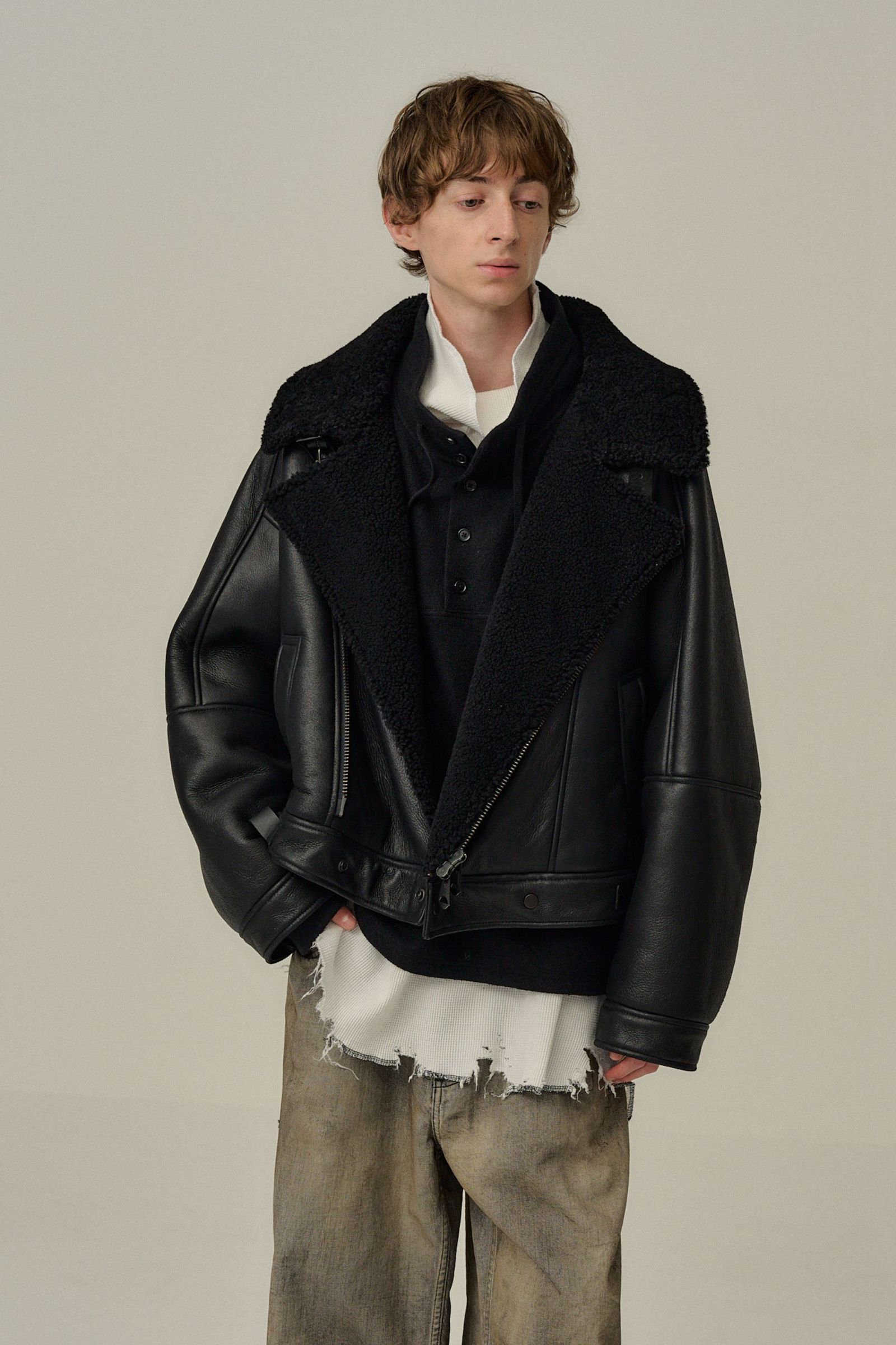 [ラスト1点] MOUTON DOUBLE JACKET | BLACK | ムートンジャケット