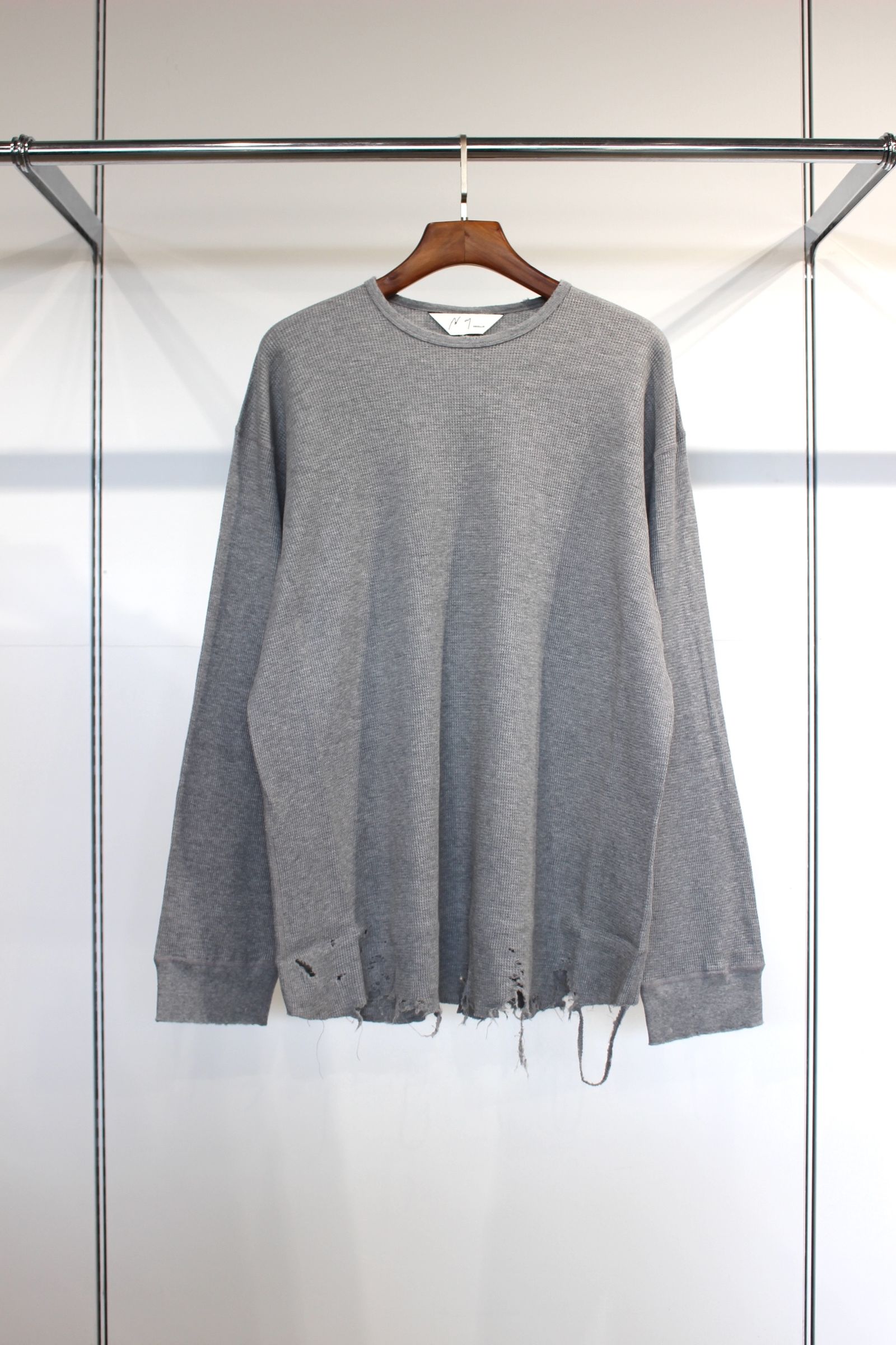 DAMAGE WAFFLE CREW LS T-SHIRT | GRAY | カットソー