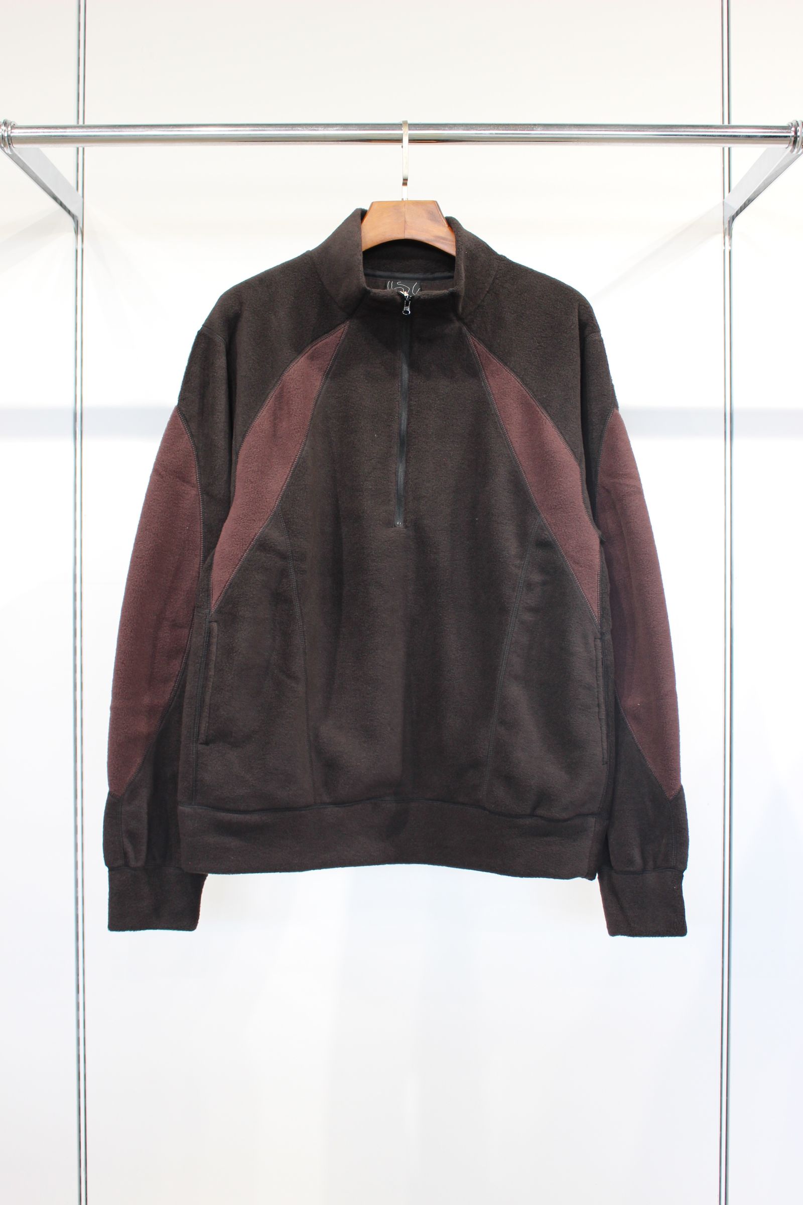 [ラスト1点] SWITCHING FLEECE HALF ZIP L/S | BLACK | フリース