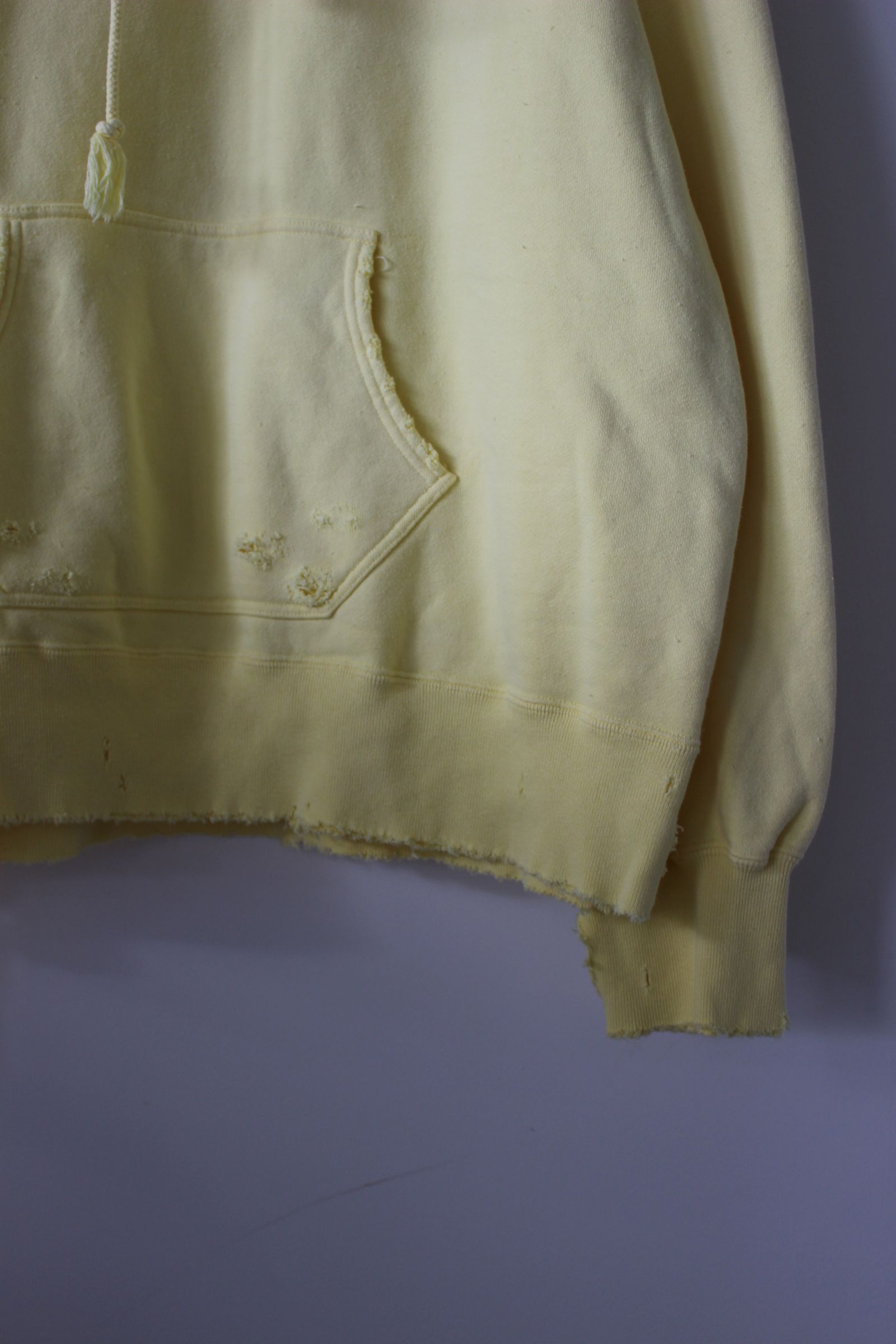 ANCELLM - DYED DAMAGE HOODIE/YELLOW | NapsNote ANCELLM - DYED DAMAGE HOODIE/YELLOW | NapsNote