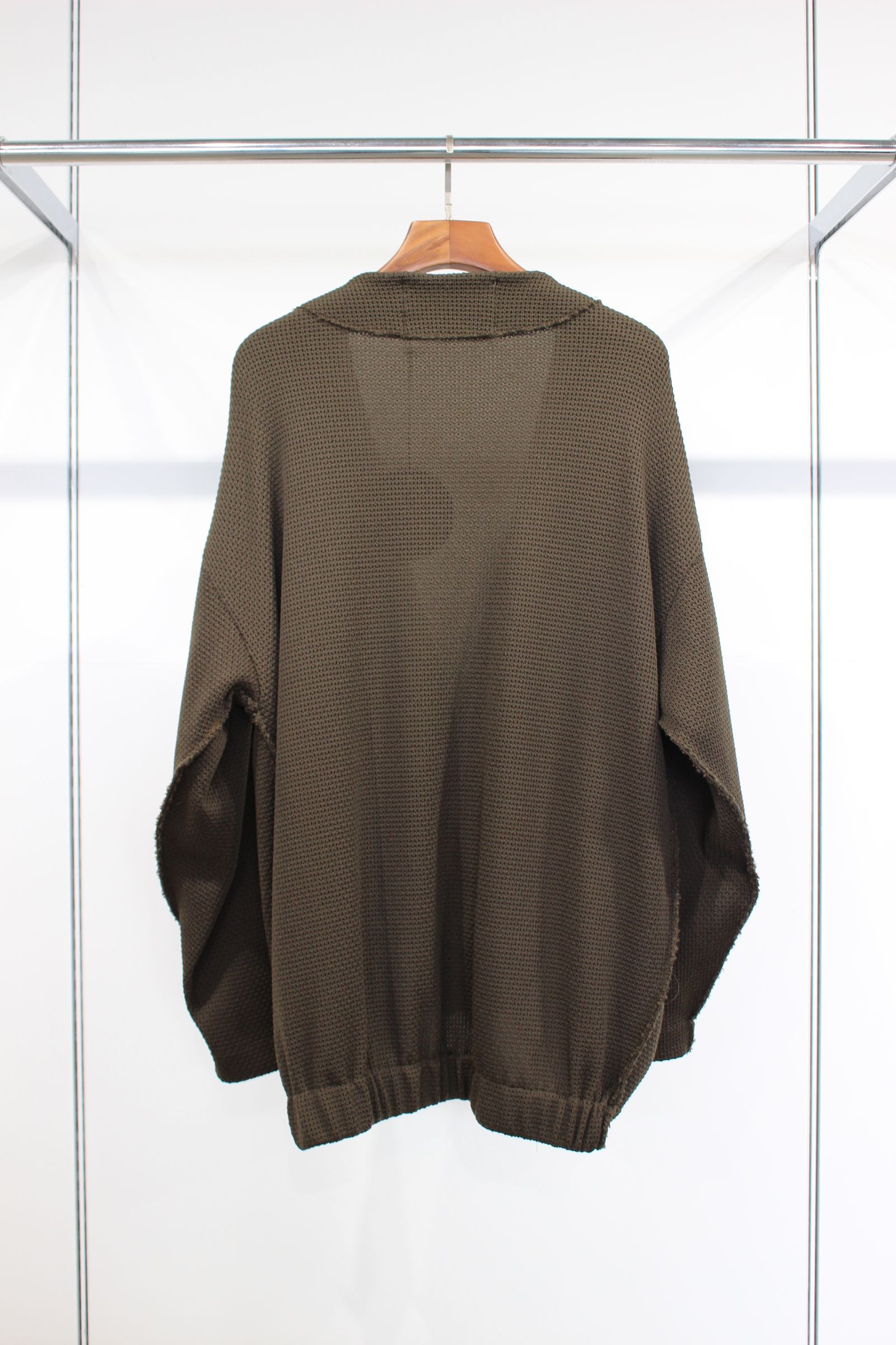 Honey Comb Quarter Gauge Cardigan/OLIVE