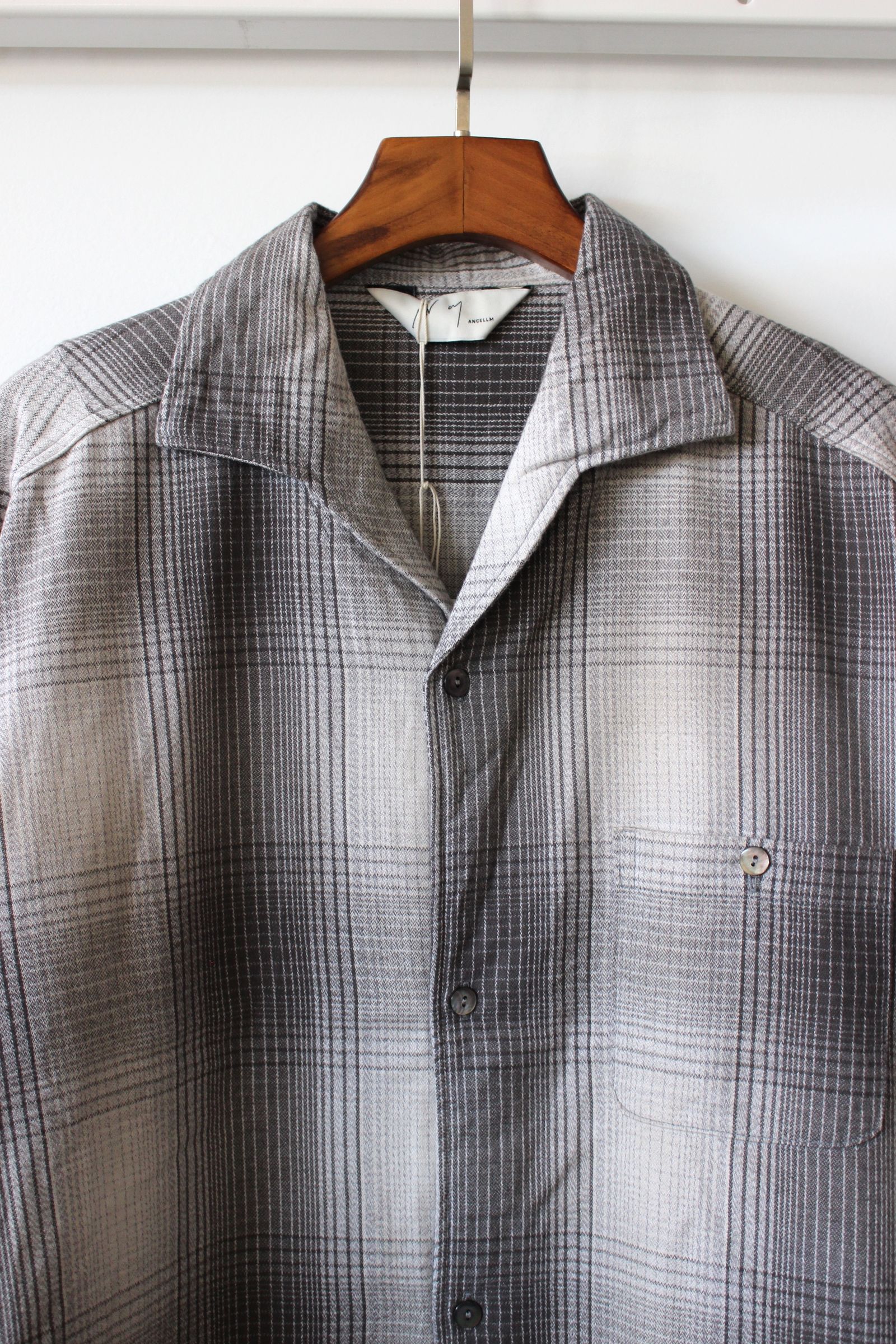 ANCELLM - FLANNEL CHECK SHORT SHIRT JACKET/IVORY