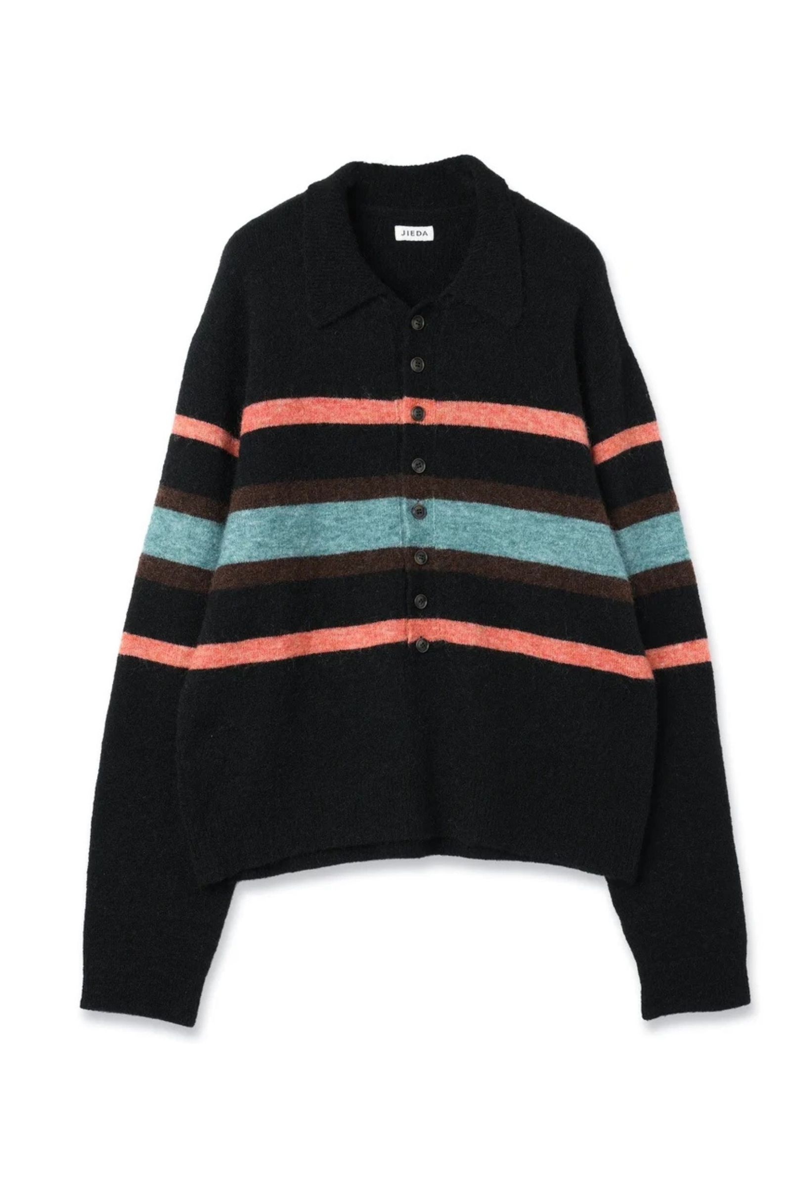 STRIPED KNIT POLO | BLACK | ニット