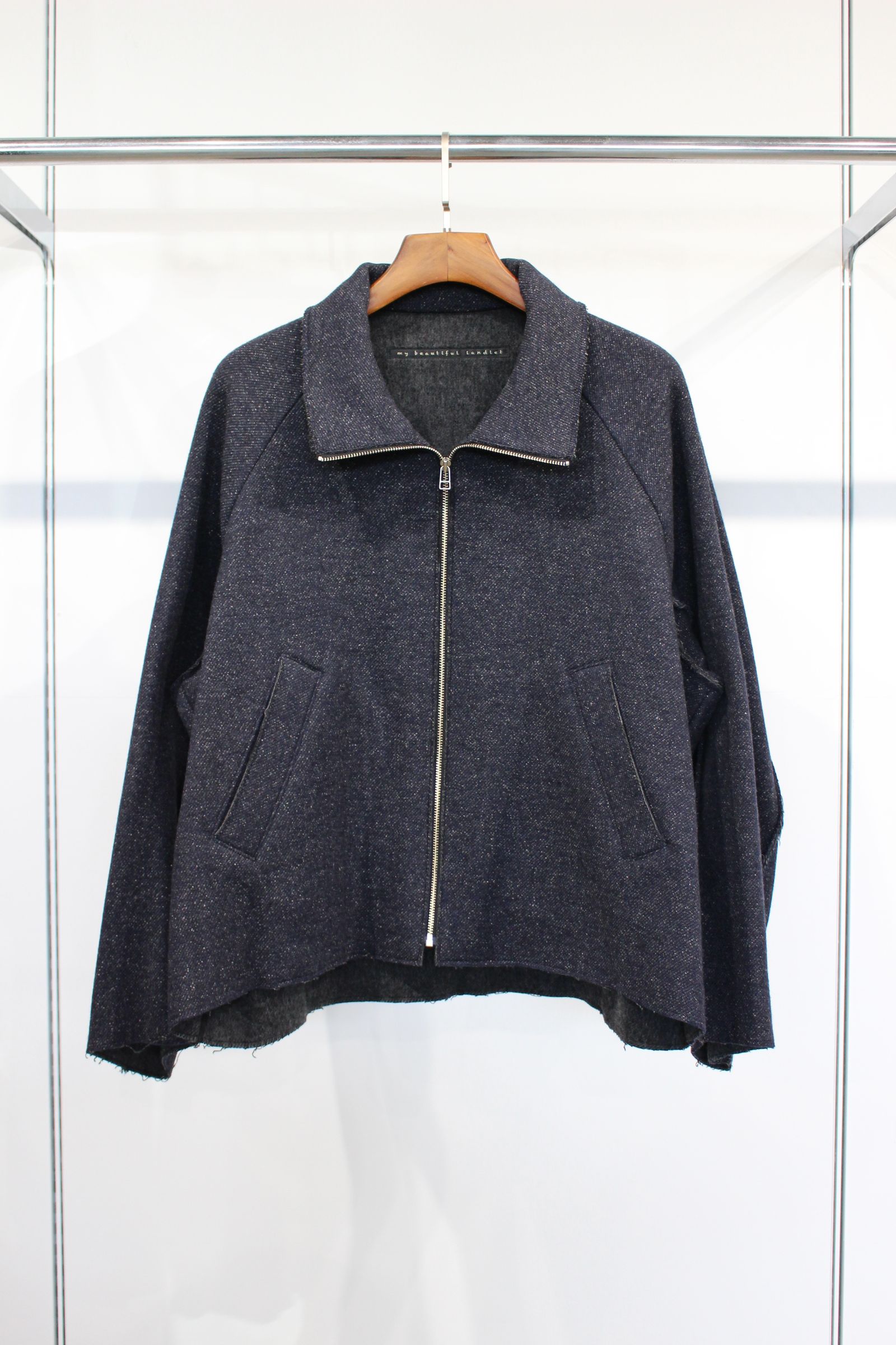 GEELONG LAMBS WOOL ZIP BLOUSON/NAVY