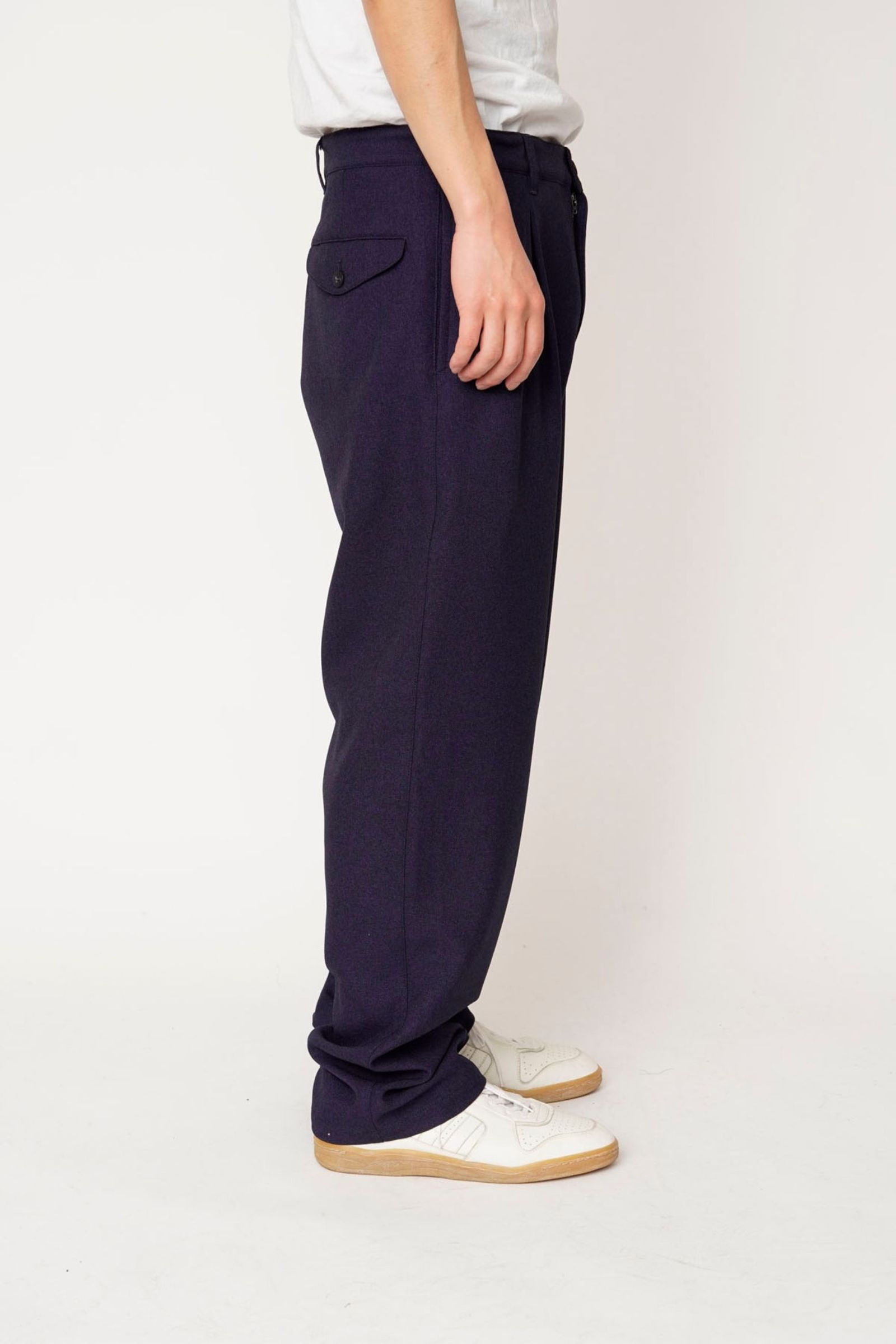 [ラスト1点] 2TUCK EASY TROUSERS | NAVY | スラックス
