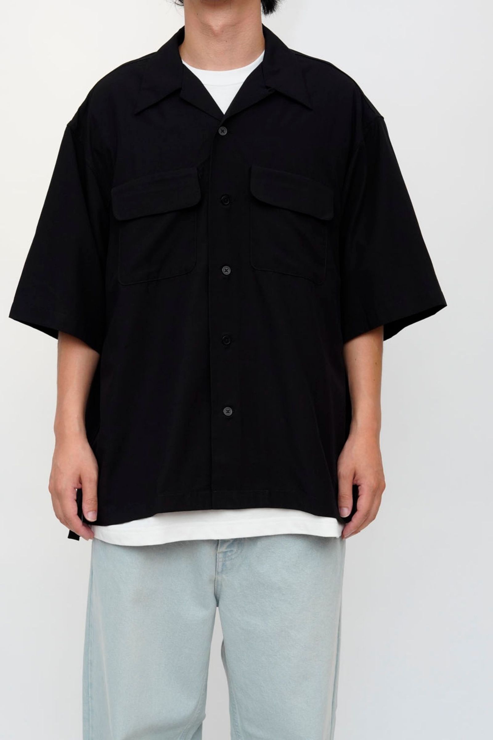 OPEN COLLOR S/S SHIRTS | BLACK | シャツ
