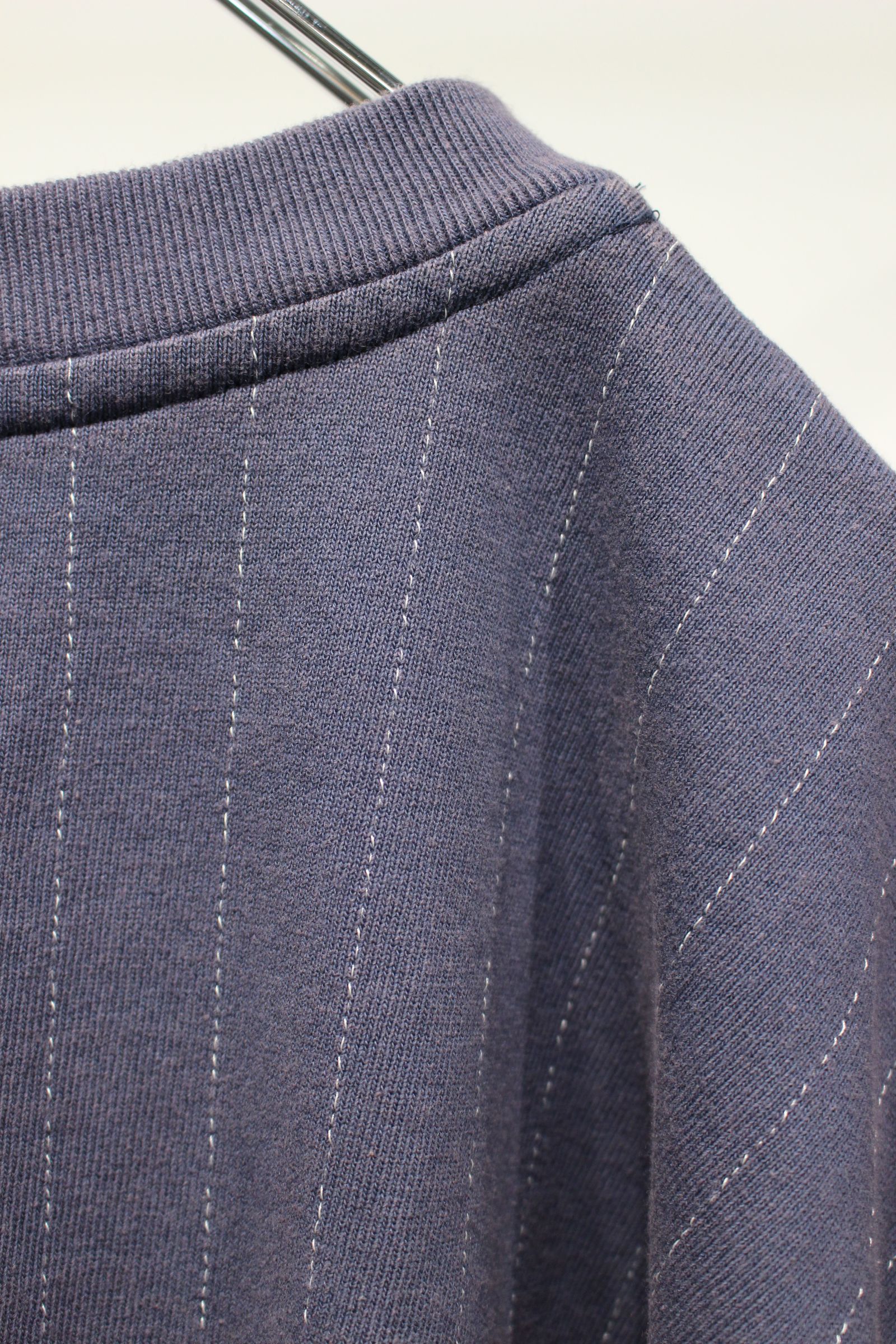 QUILTING STITCH OPEN END JERSEY Rib Gusset L/S T-Shirt | NAVY | カットソー