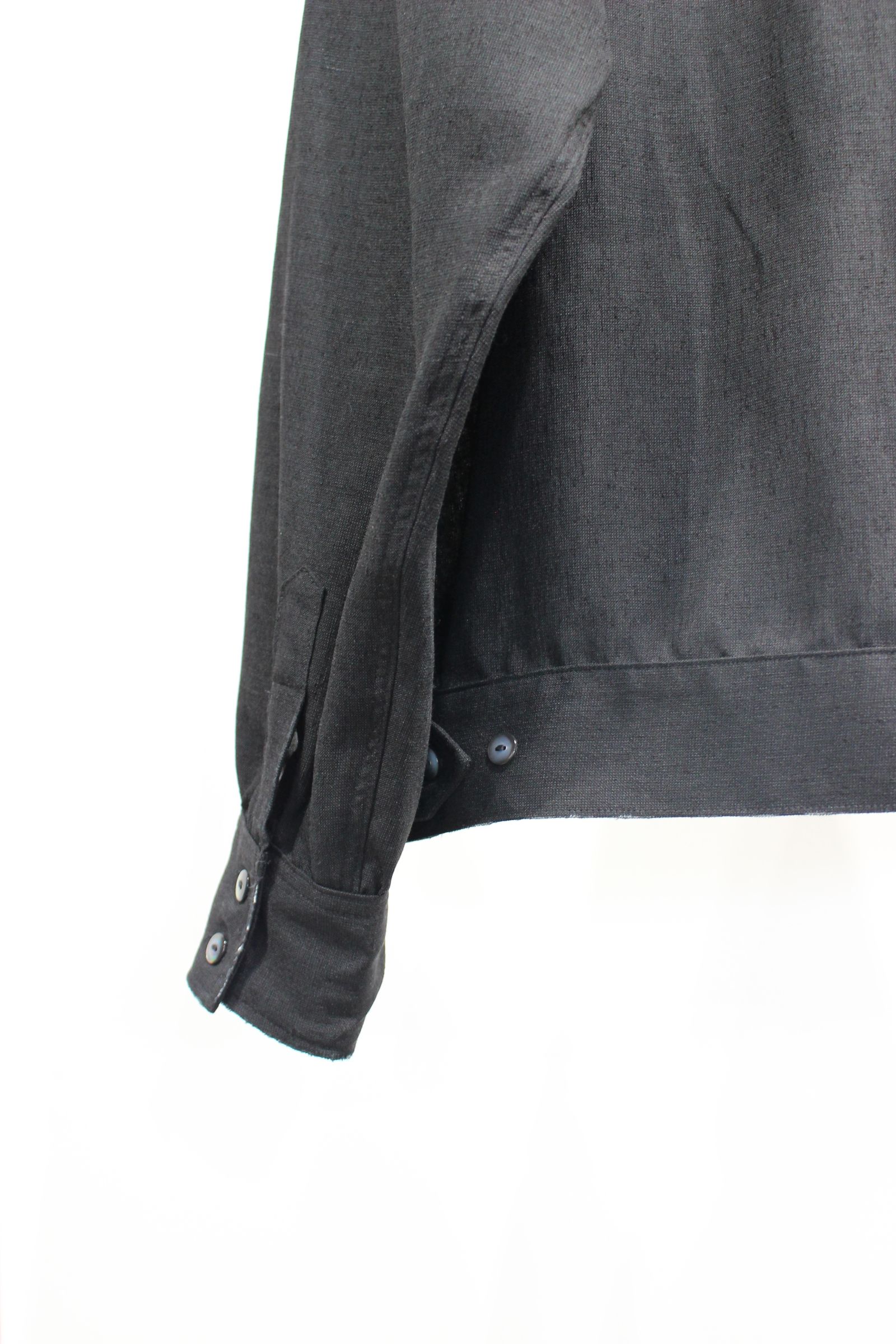 MELANGE OPEN COLLAR SHIRT | BLACK | シャツ