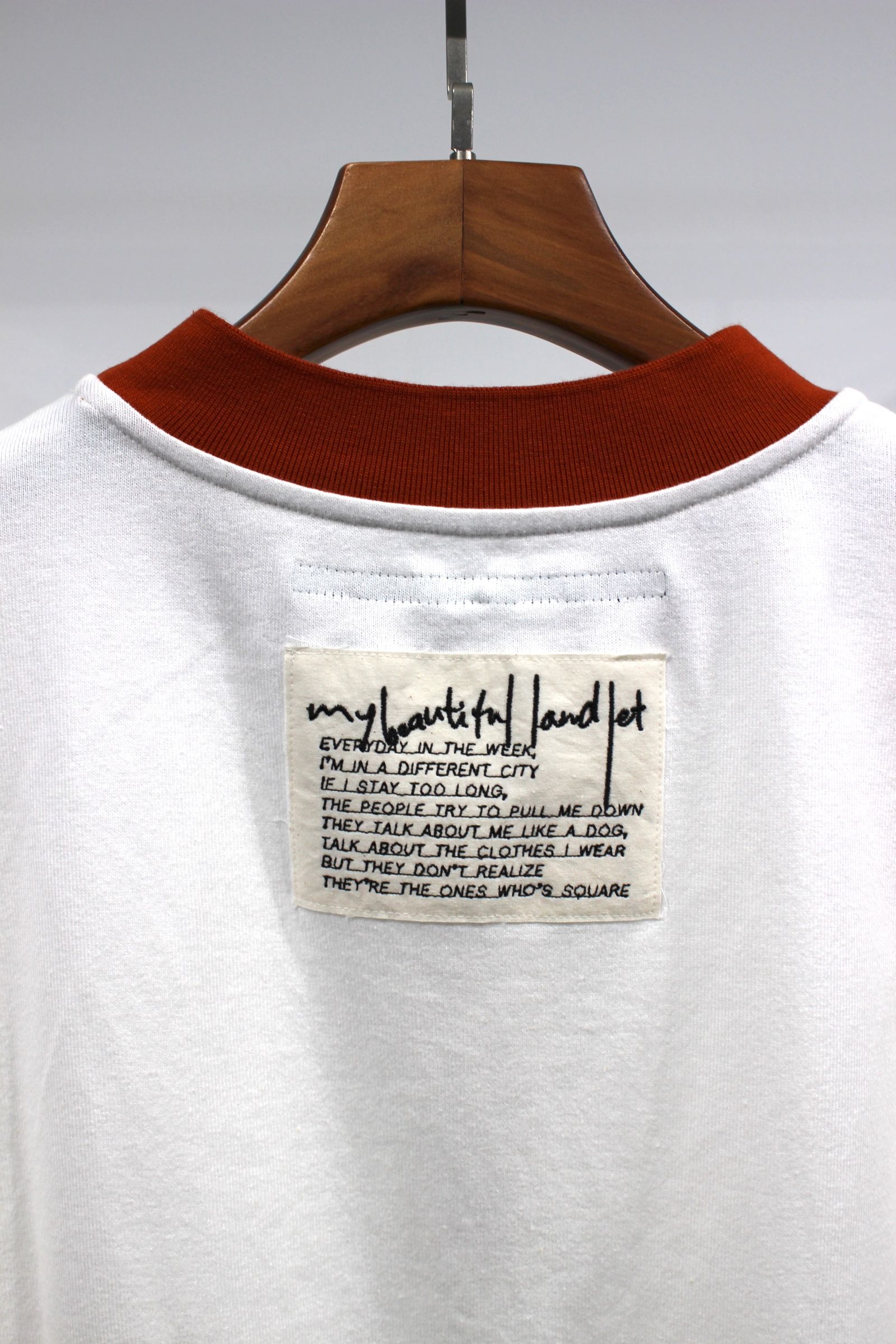 TIGHT-SLITCHED KNITTED FABRIC RINGER S/S TEE/ORANGE