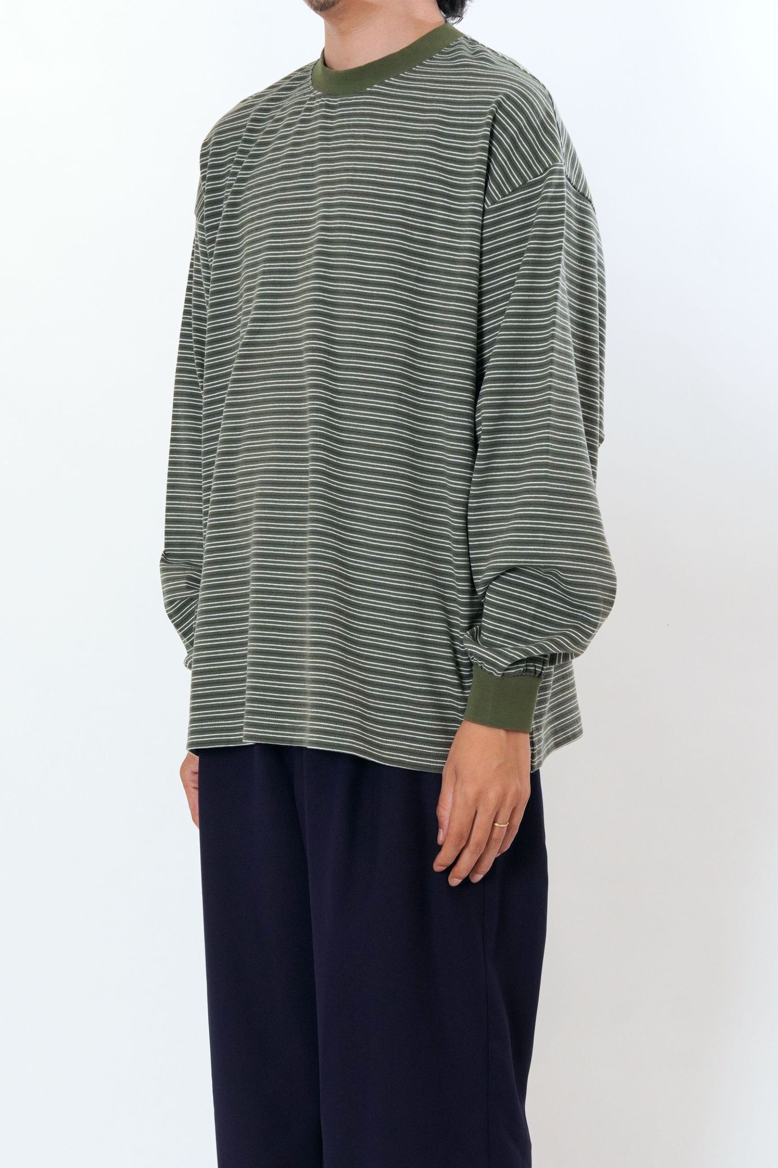 BORDER WIDE L/S T-SHIRT | KHAKI | カットソー