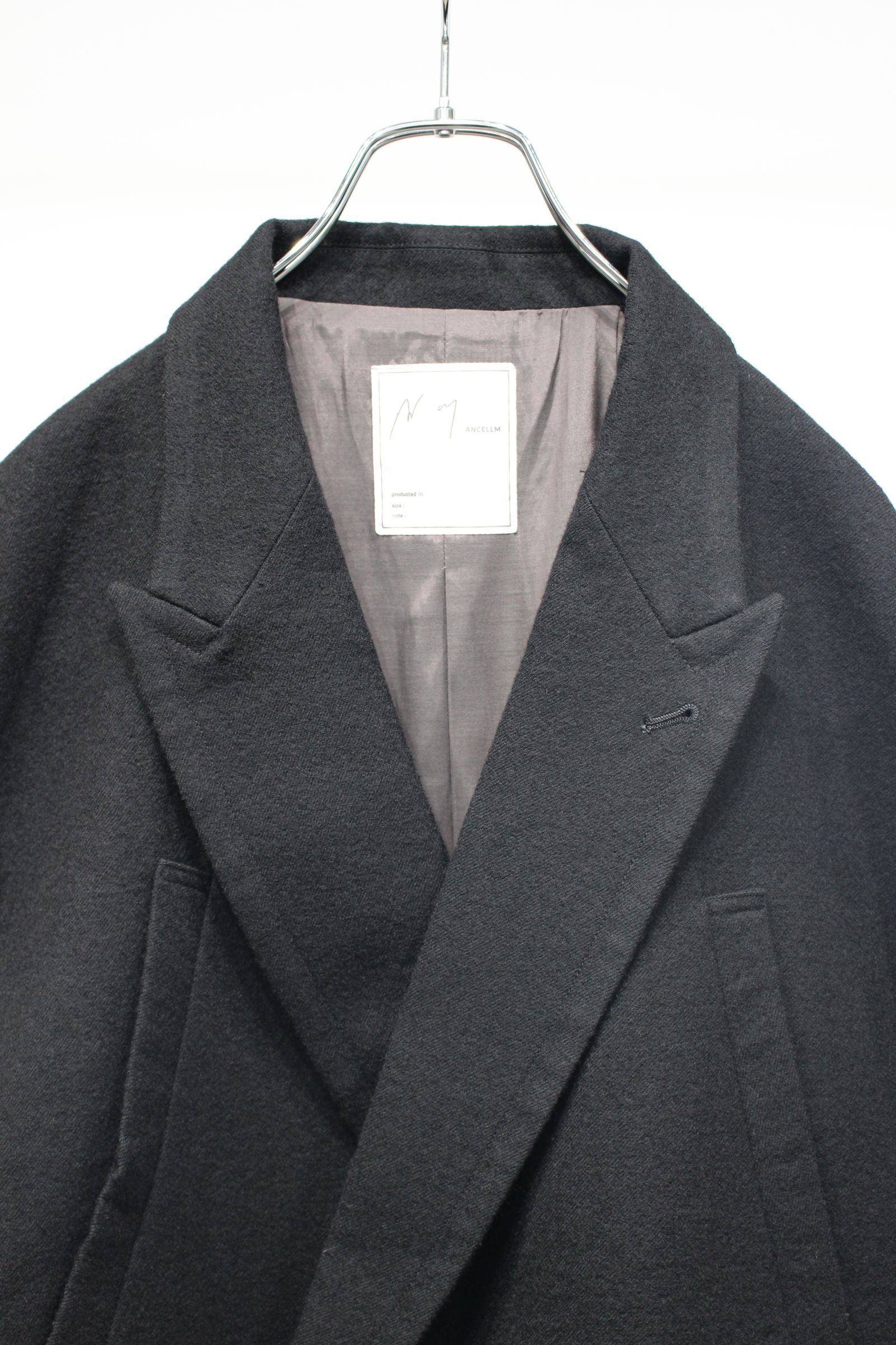 DOUBLE TAILORED JACKET | WOOL BELTED WIDE SLACKS | BLACK | セットアップ