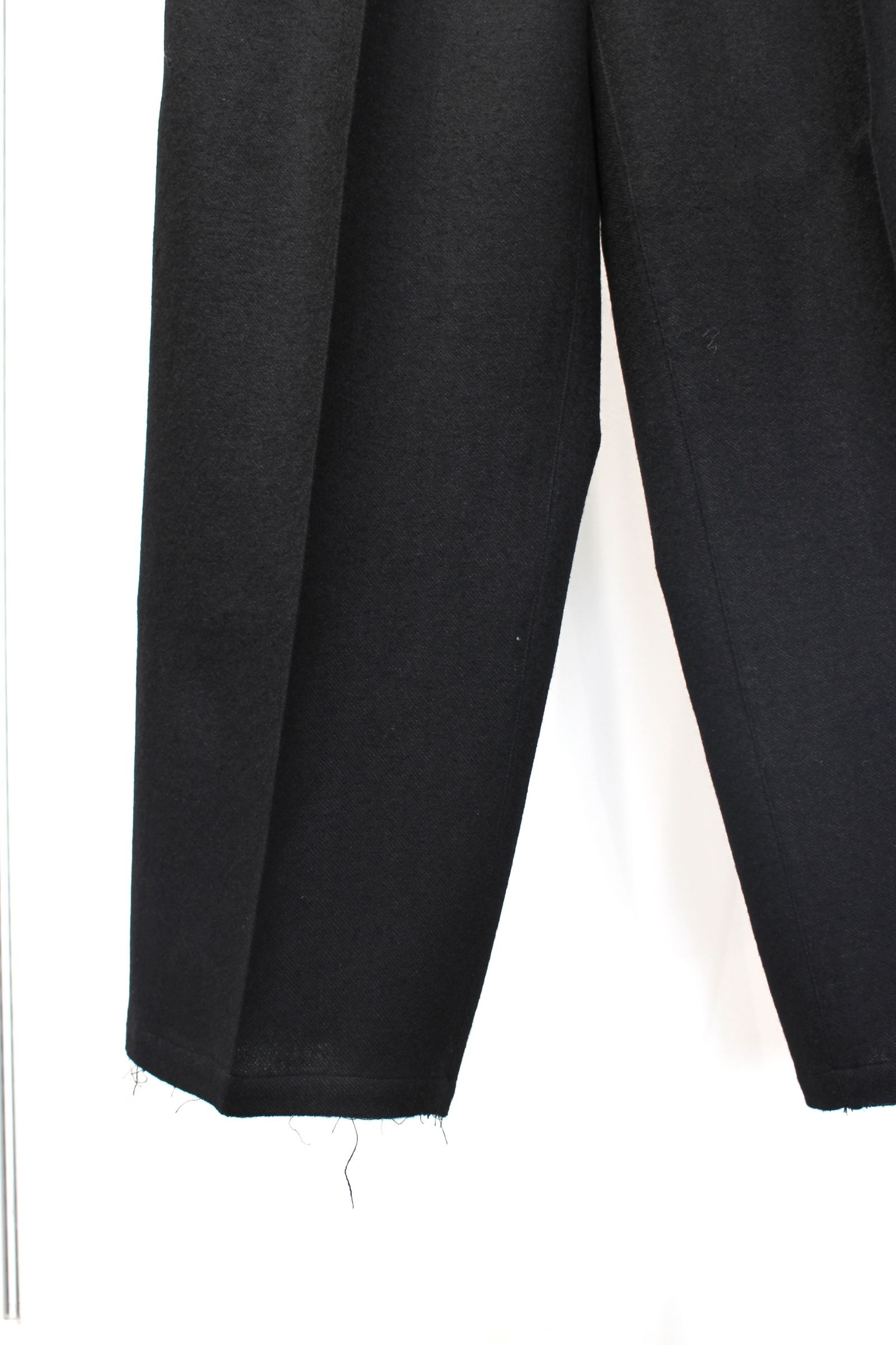 SEMI-DOUBLE TAILORED JACKET | SHRINK WOOL WIDE SLACKS | BLACK | セットアップ