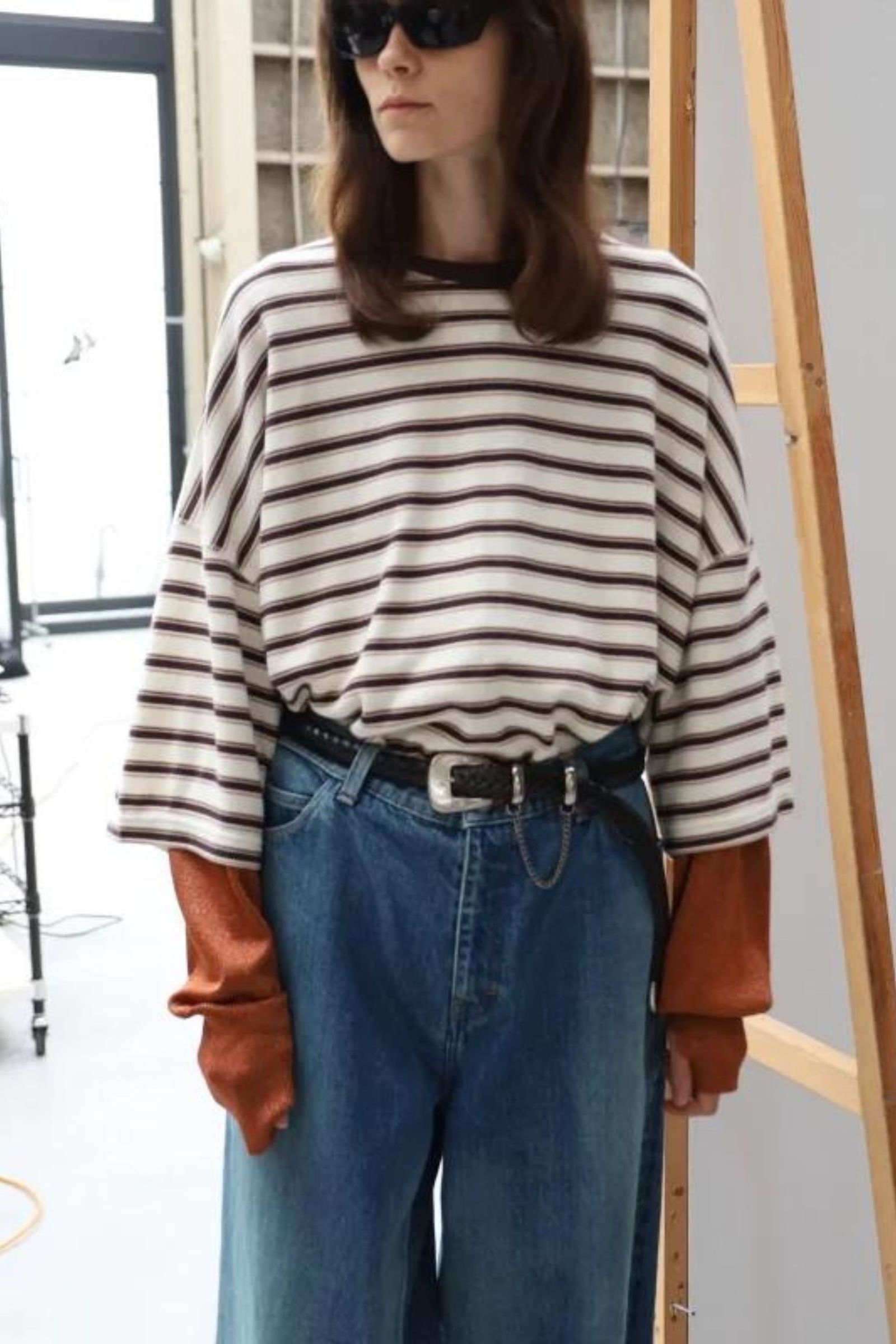 KANOKO BORDER BIG TEE | BEIGE | Tシャツ