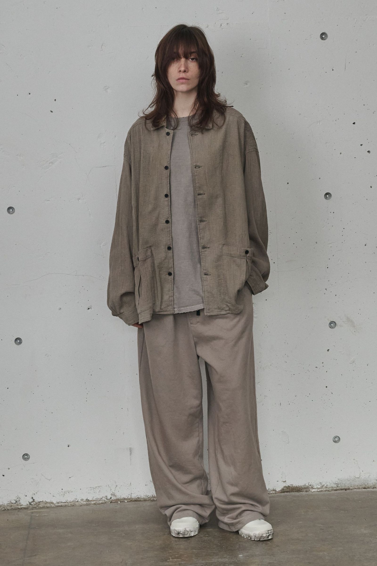 [ラスト1点] CREPE SHIRT JACKET | GREIGE | シャツジャケット