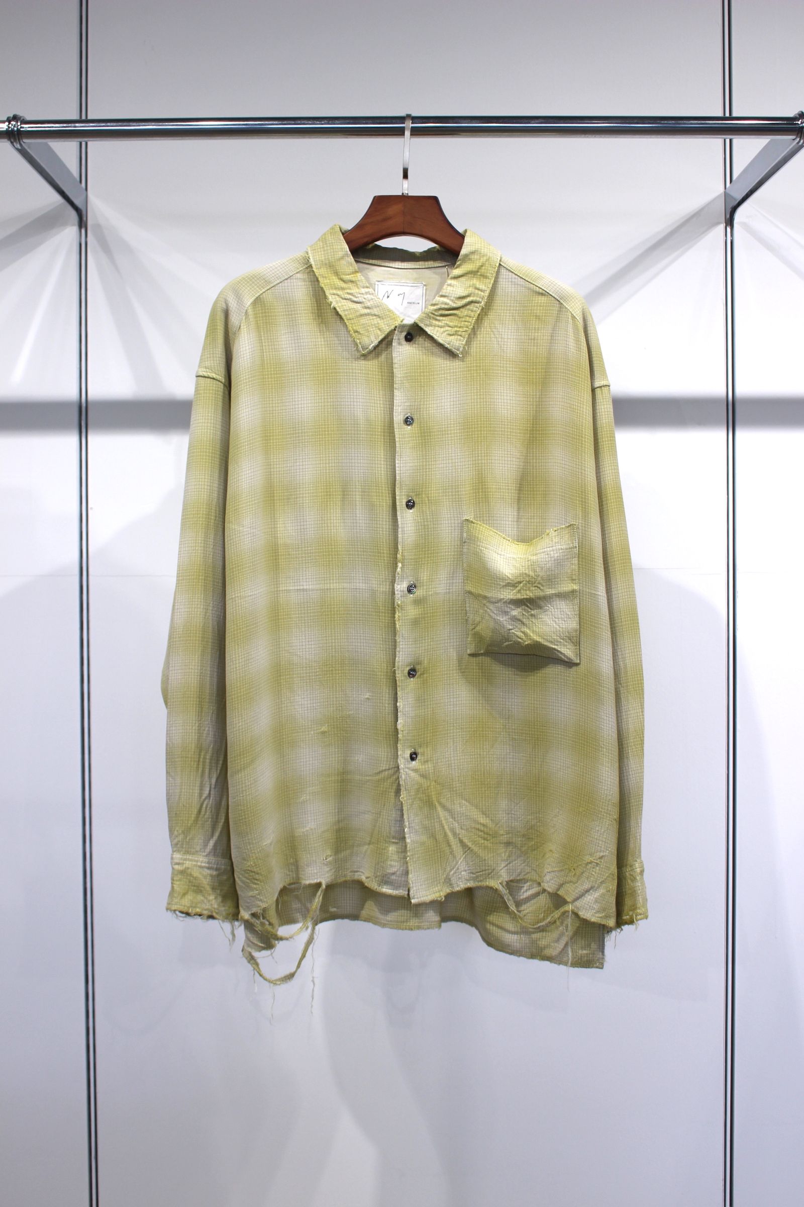 ANCELLM - RAYON CHECK SHIRT/GREEN | NapsNote