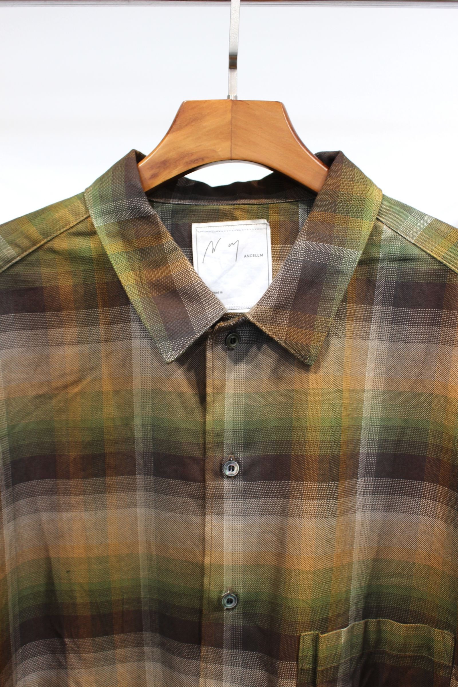 ANCELLM - R/C CHECK CRASH LS SHIRT | BROWN GREEN | シャツ
