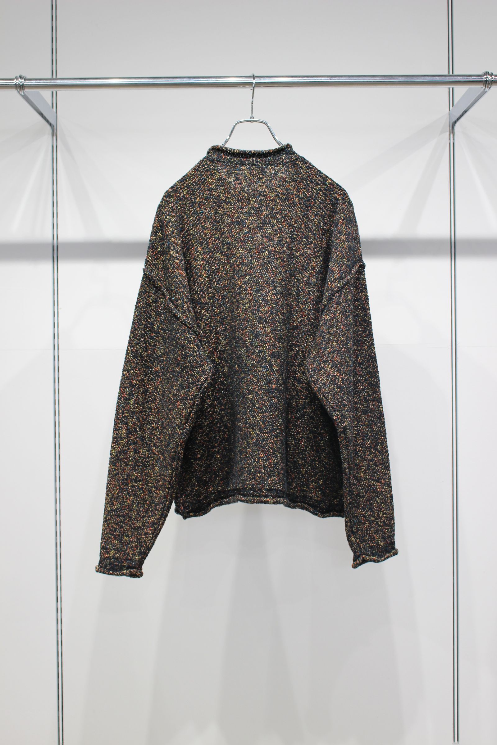 SHIFTED MELANGE KNIT PULLOVER : INSIDE OUT | BLACK | ニット