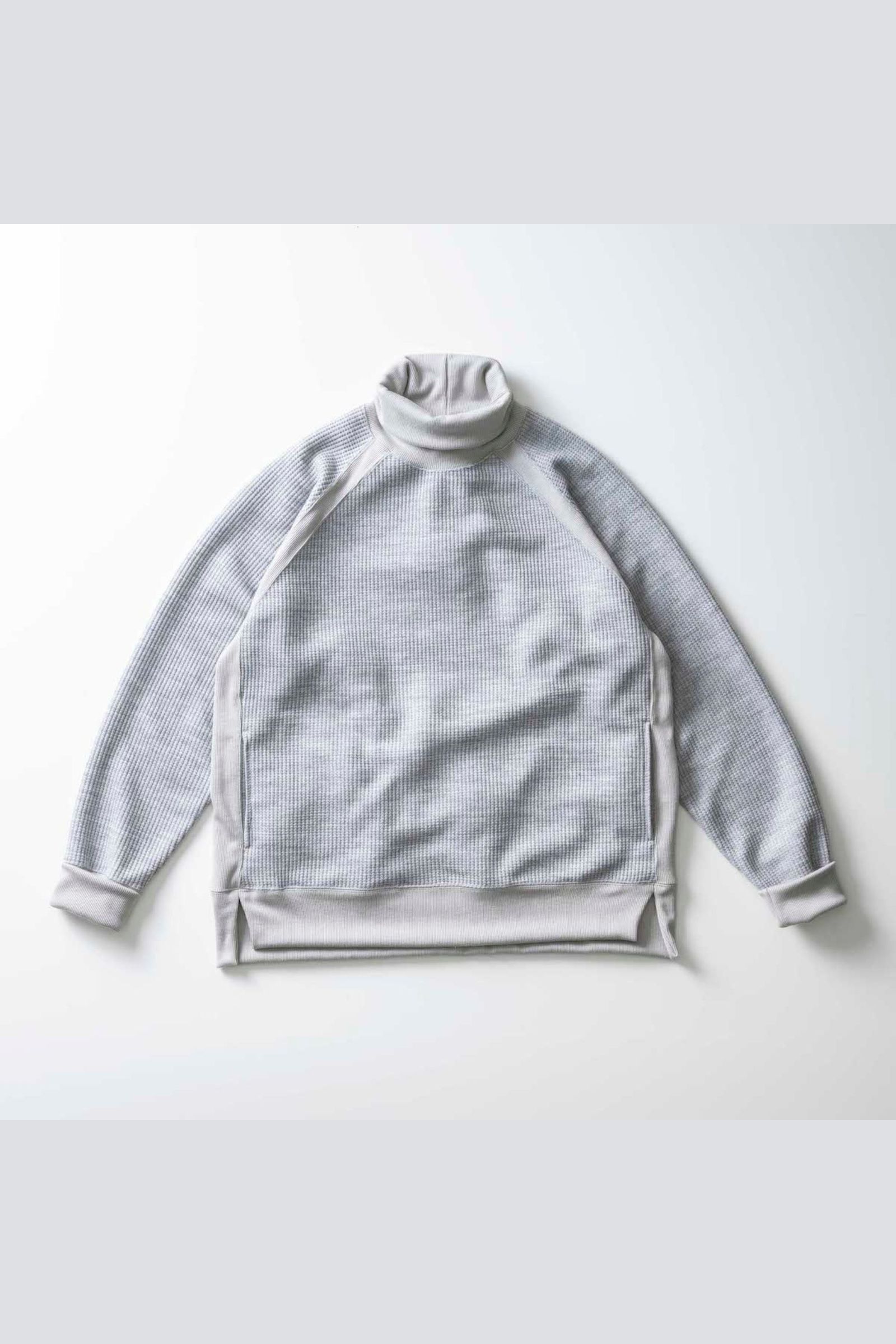WAFFLE KNIT TURTLENECK P/O/LT.GRAY