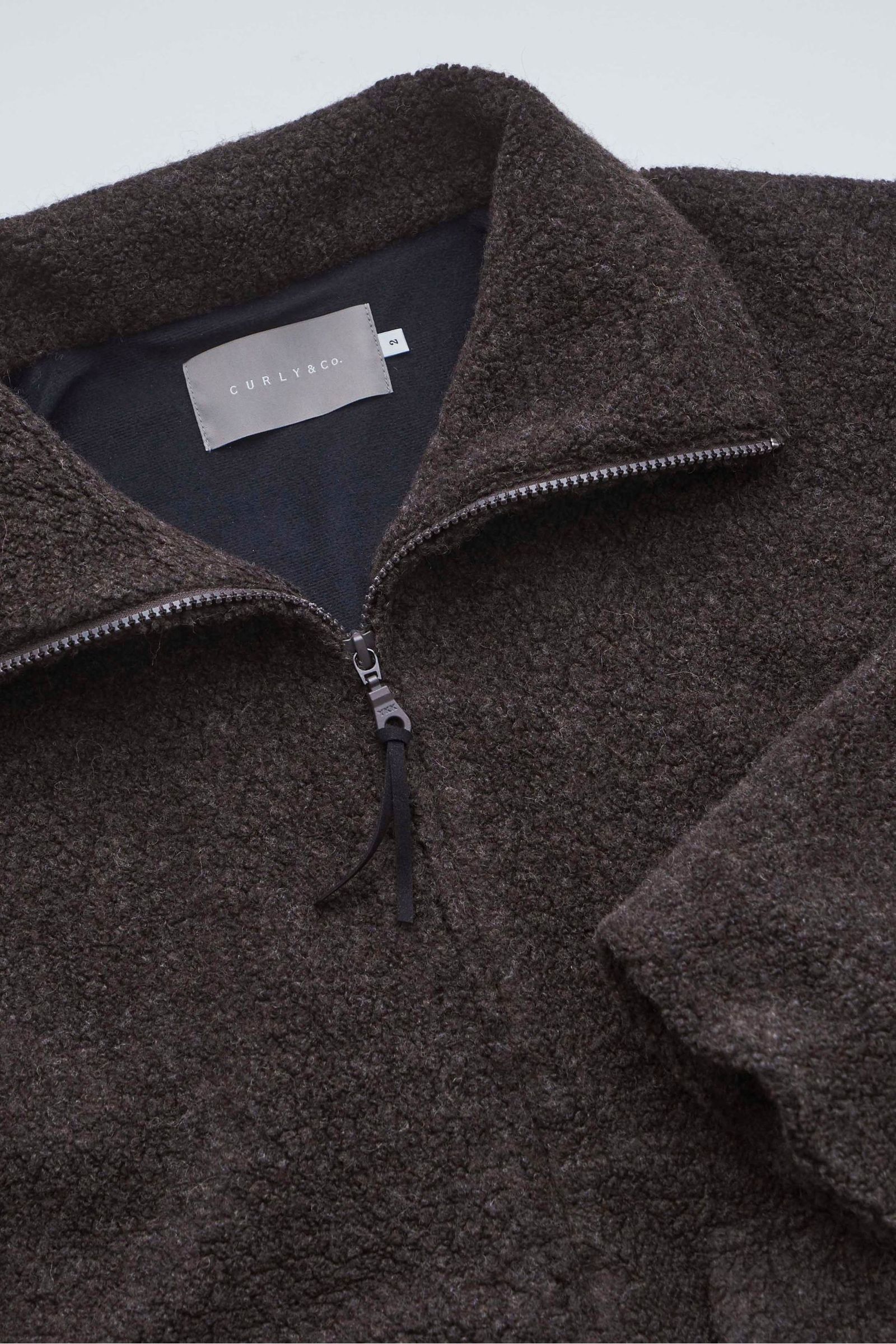 RECYCLED WOOL TUBE-NECK BLOUSON/NAVY