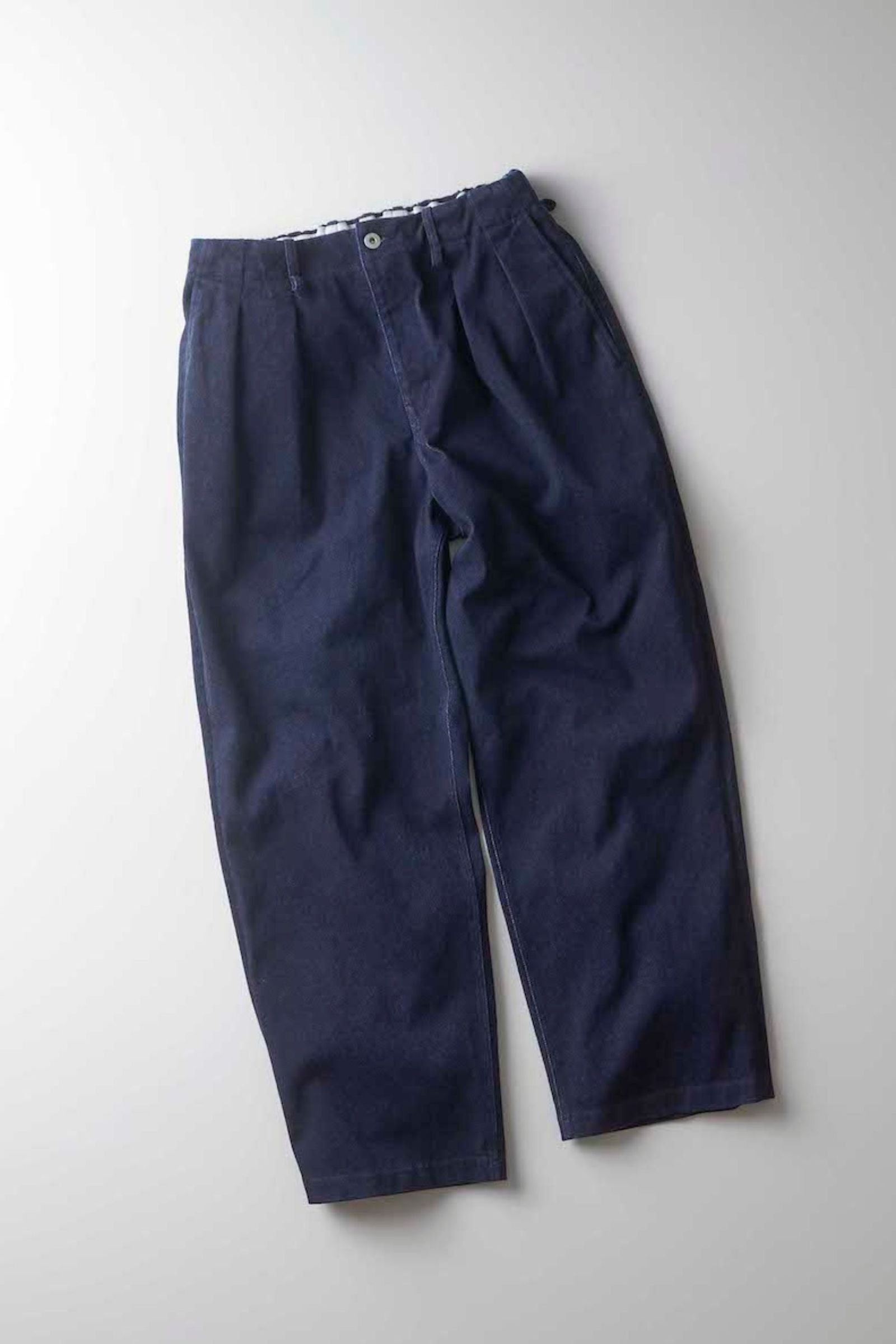 INDIGO 2TUCK WIDE EZ SLACKS-ONE WASHED- | WASHED INDIGO | デニム