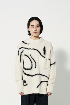 INTARSIA C/N KNIT - Hand Drowing By Tsuchida Ayumi -/ニット