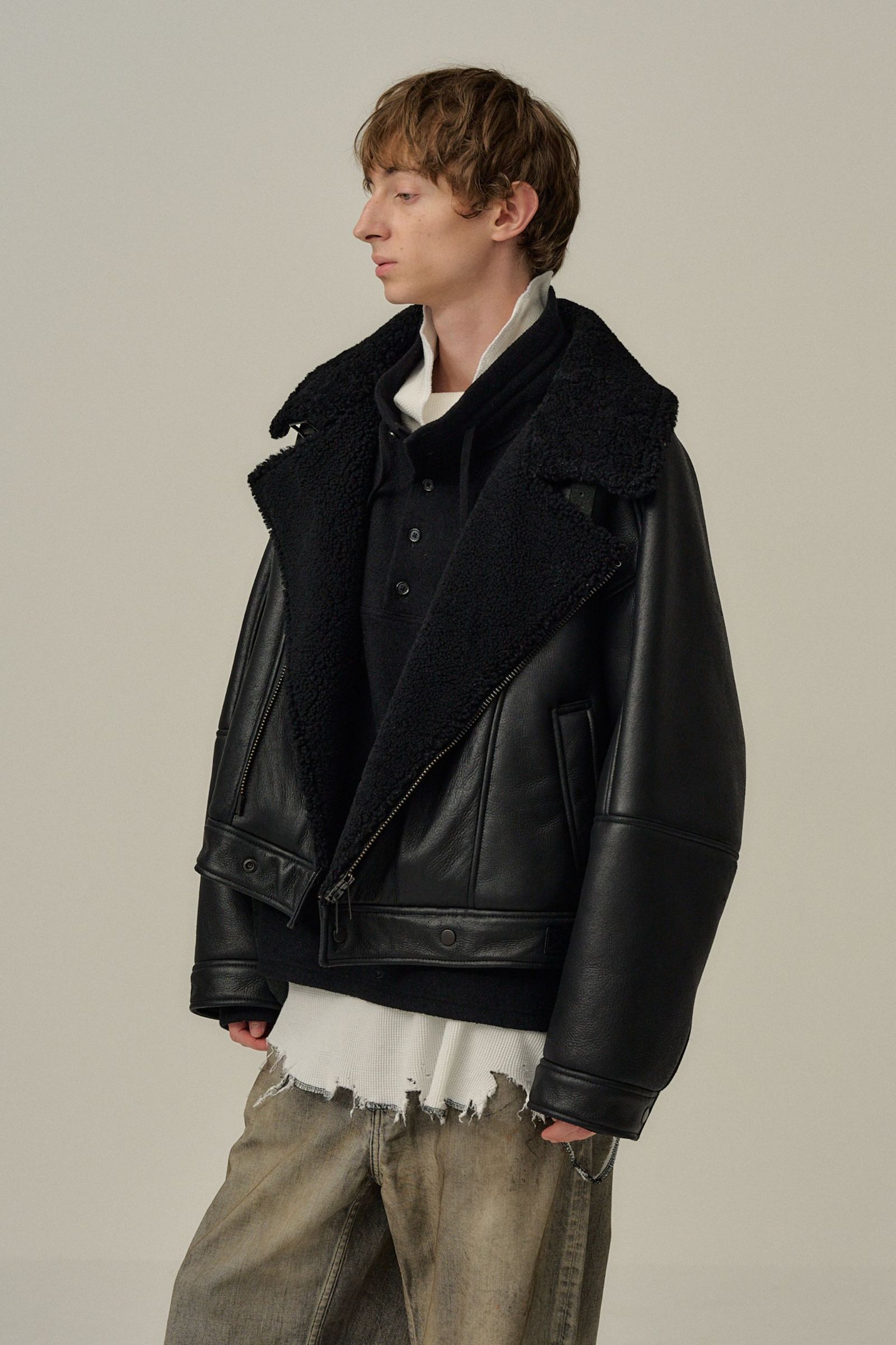 [ラスト1点] MOUTON DOUBLE JACKET | BLACK | ムートンジャケット