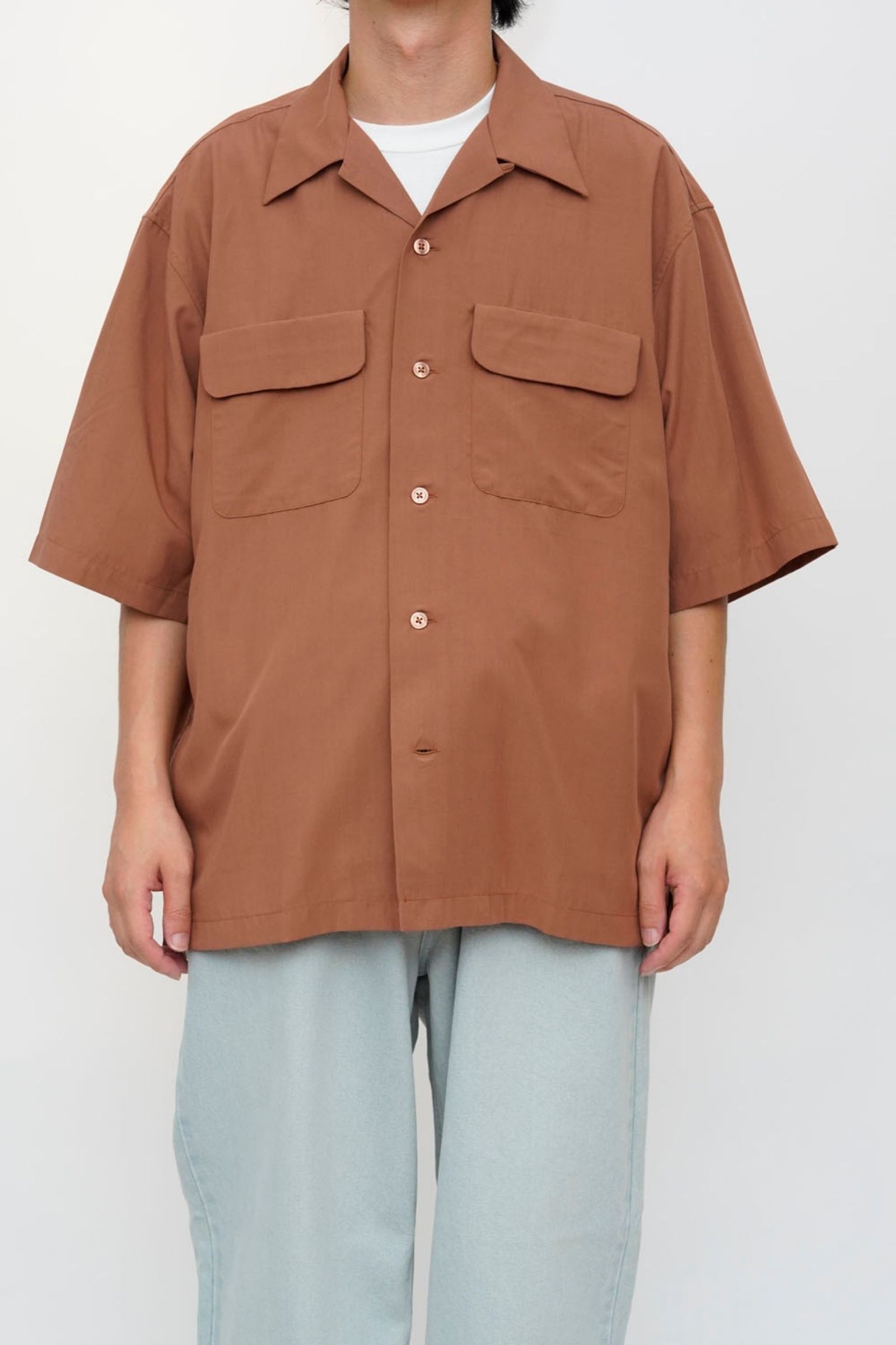 OPEN COLLOR S/S SHIRTS | BROWN | シャツ