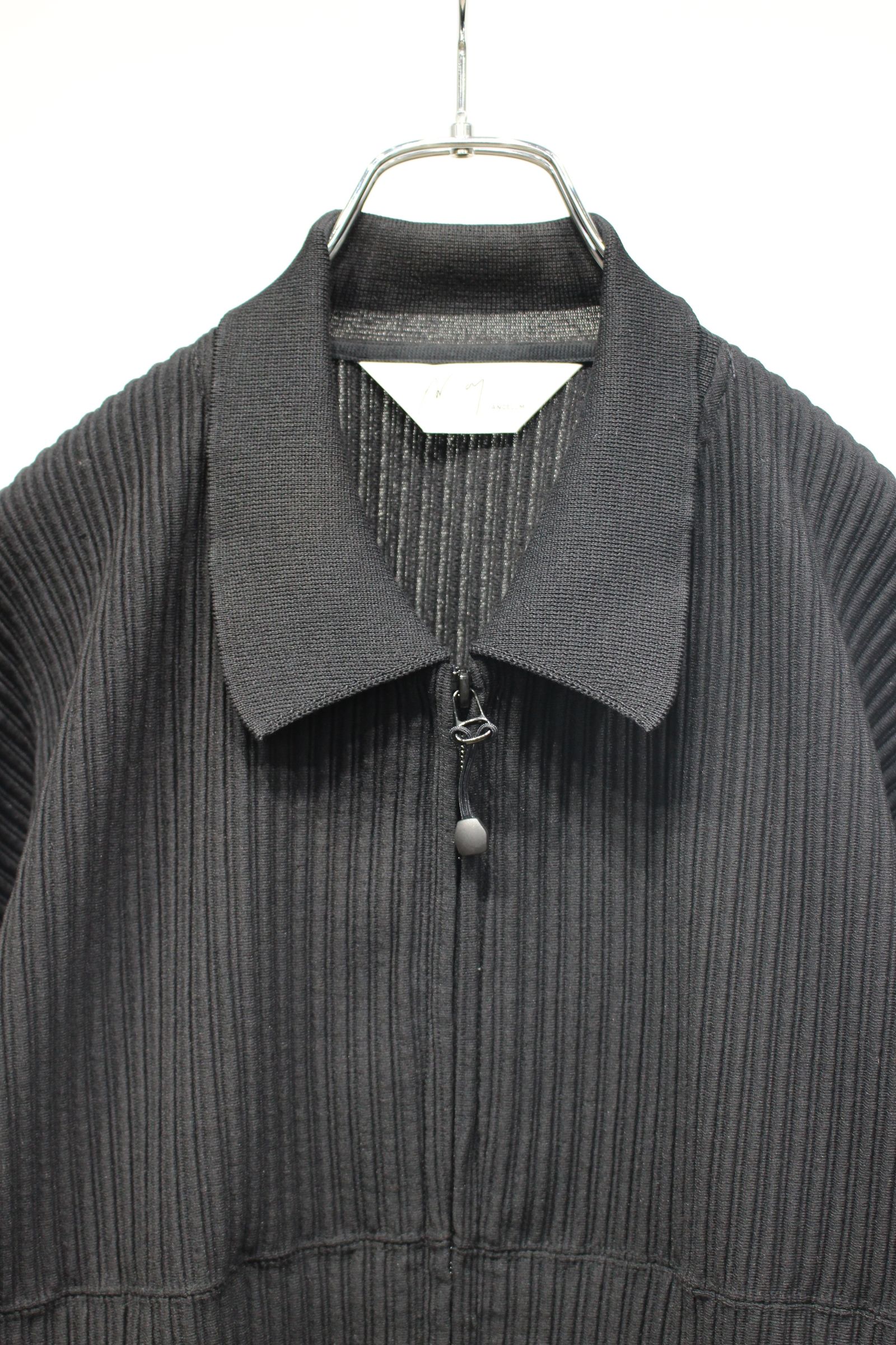 WRINKLED STRIPE SHORT SHIRT JACKET | BLACK | シャツジャケット