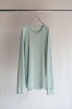 DAMAGE WAFFLE CREW LS T-SHIRT | SAX | ダメージワッフル