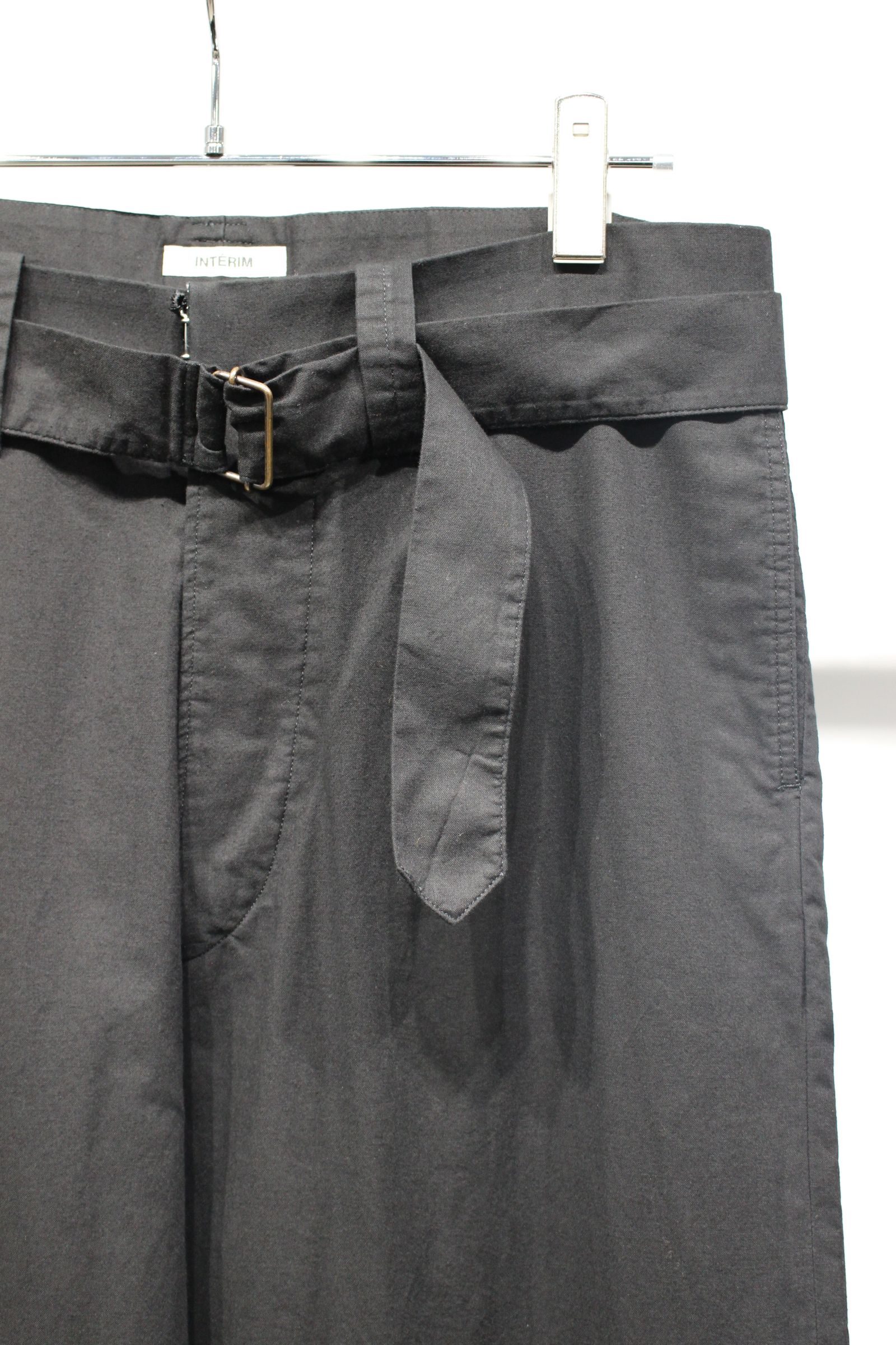 BLACK SURFAR GARMENT DYE BELTED FRENCH ARMY MIL BAGGY TROUSER | BLACK | スラックス