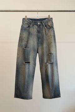 DAMAGE WIDE 5P DENIM PANTS | INDIGO | ダメージデニム