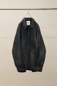 BRUSHSTROKE AGING SHIRT | BLACK | シャツ