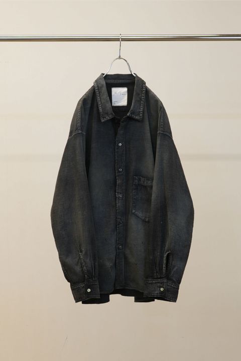BRUSHSTROKE AGING SHIRT | BLACK | シャツ