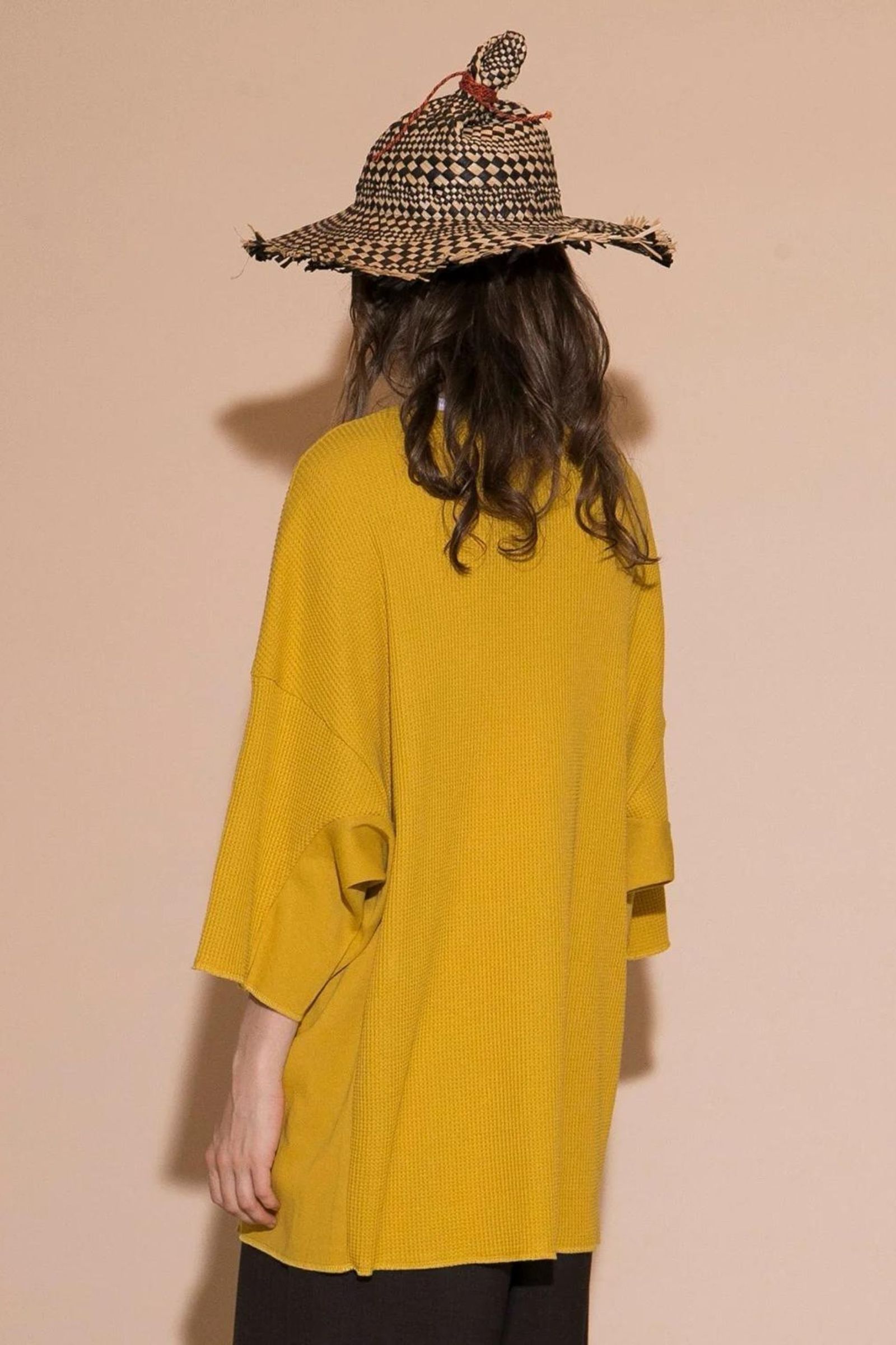 WAFFLE OVERSIZED T-SHIRT/YELLOW