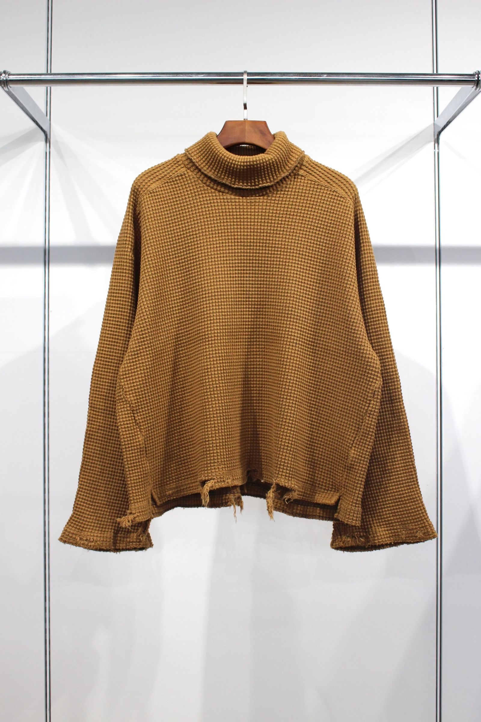 ANCELLM - HEAVYWAFFLE DAMAGE LS T-SHIRT | TERRACOTTA