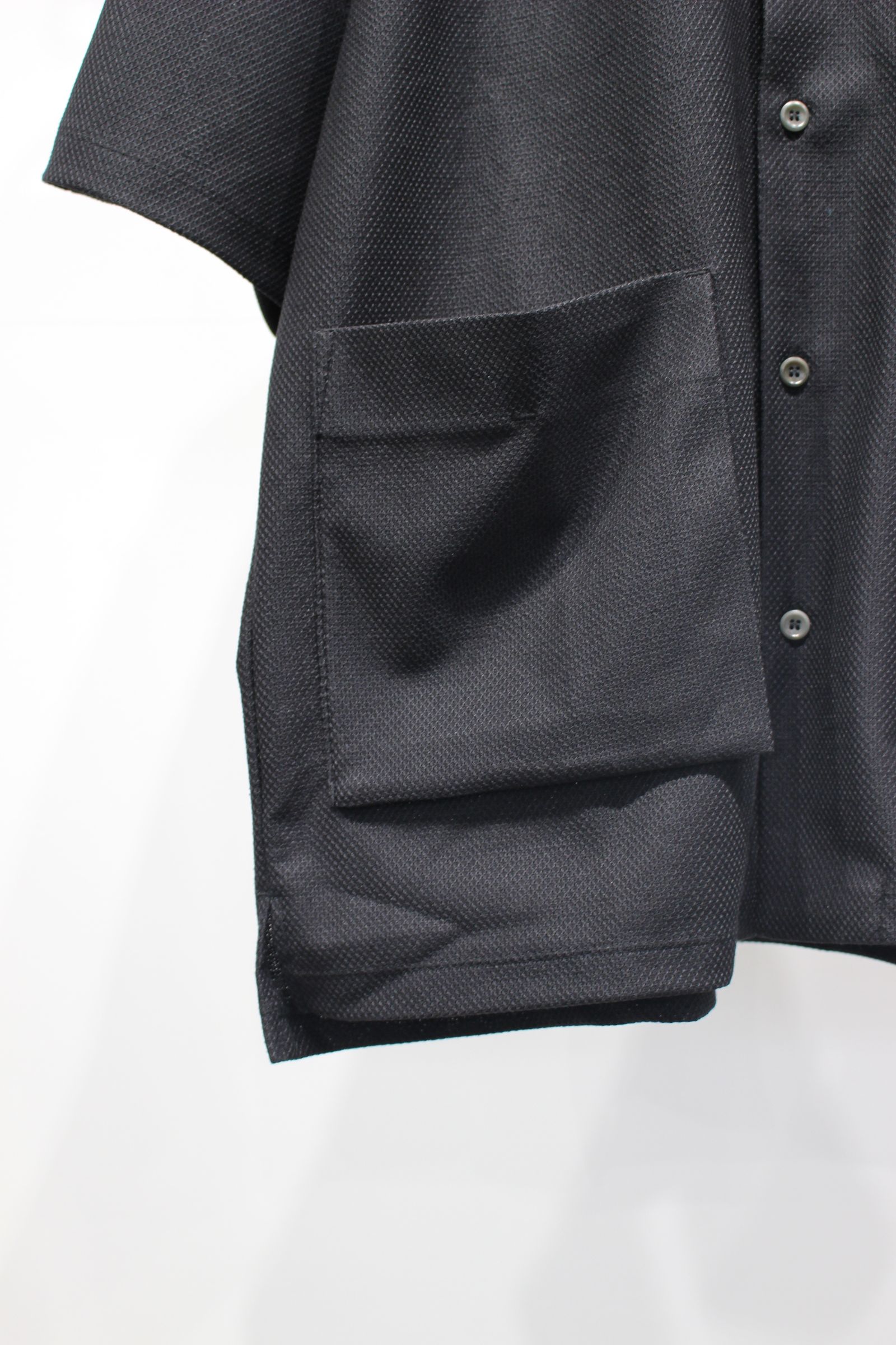 BIRD'S EYE JERSEY OPEN-COLLAR SHIRT | BLACK | シャツ