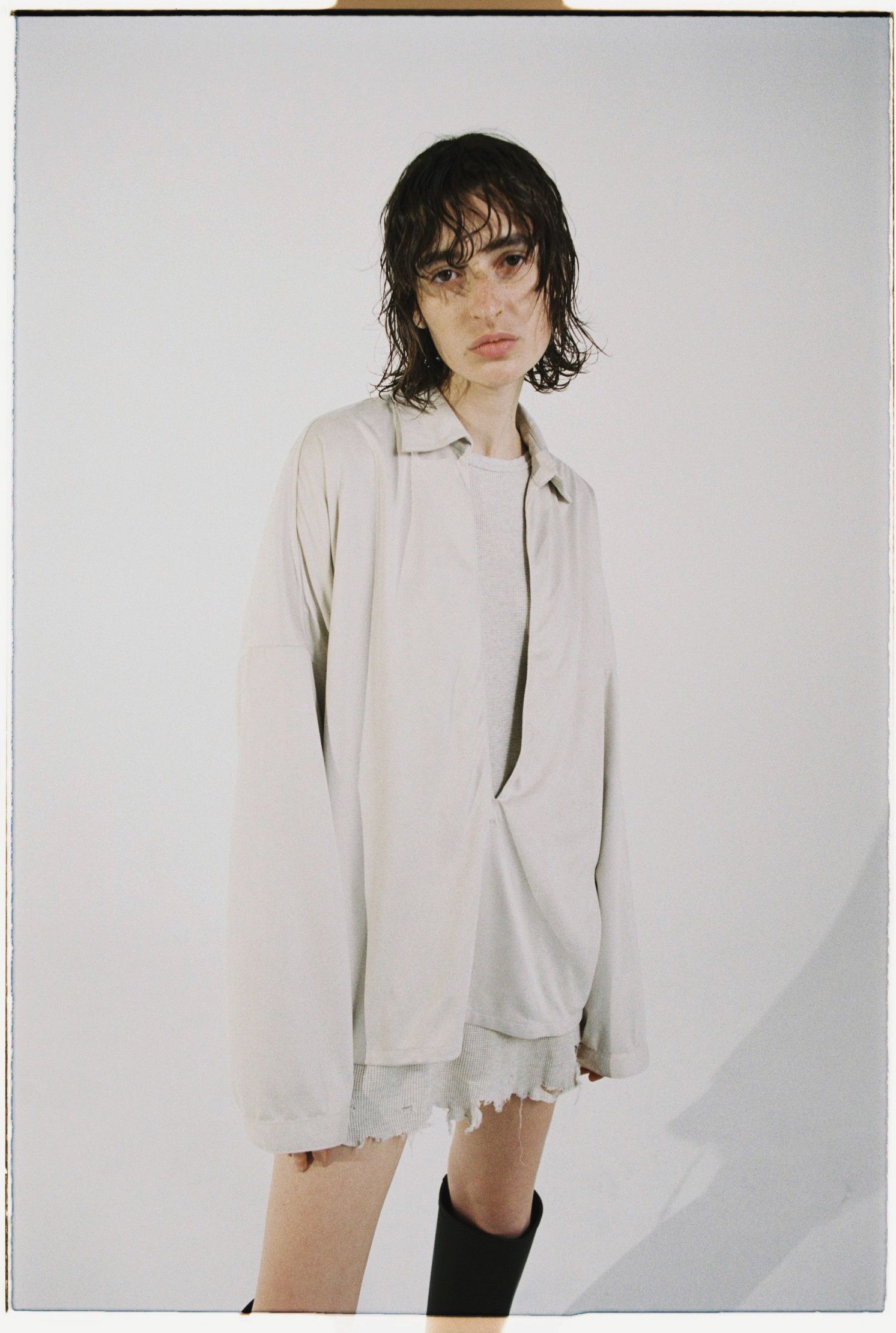 ANCELLM - VEGAN LEATHER SKIPPER SHIRT/L.GRAY | NapsNote