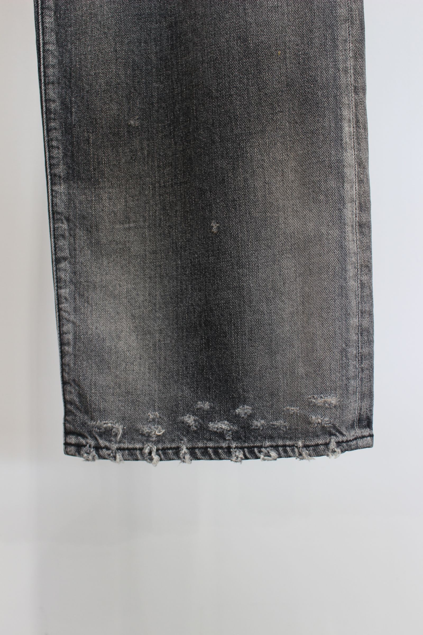 P/DAMAGE DENIM STRAIGHT 5P PANTS | BLACK | デニム