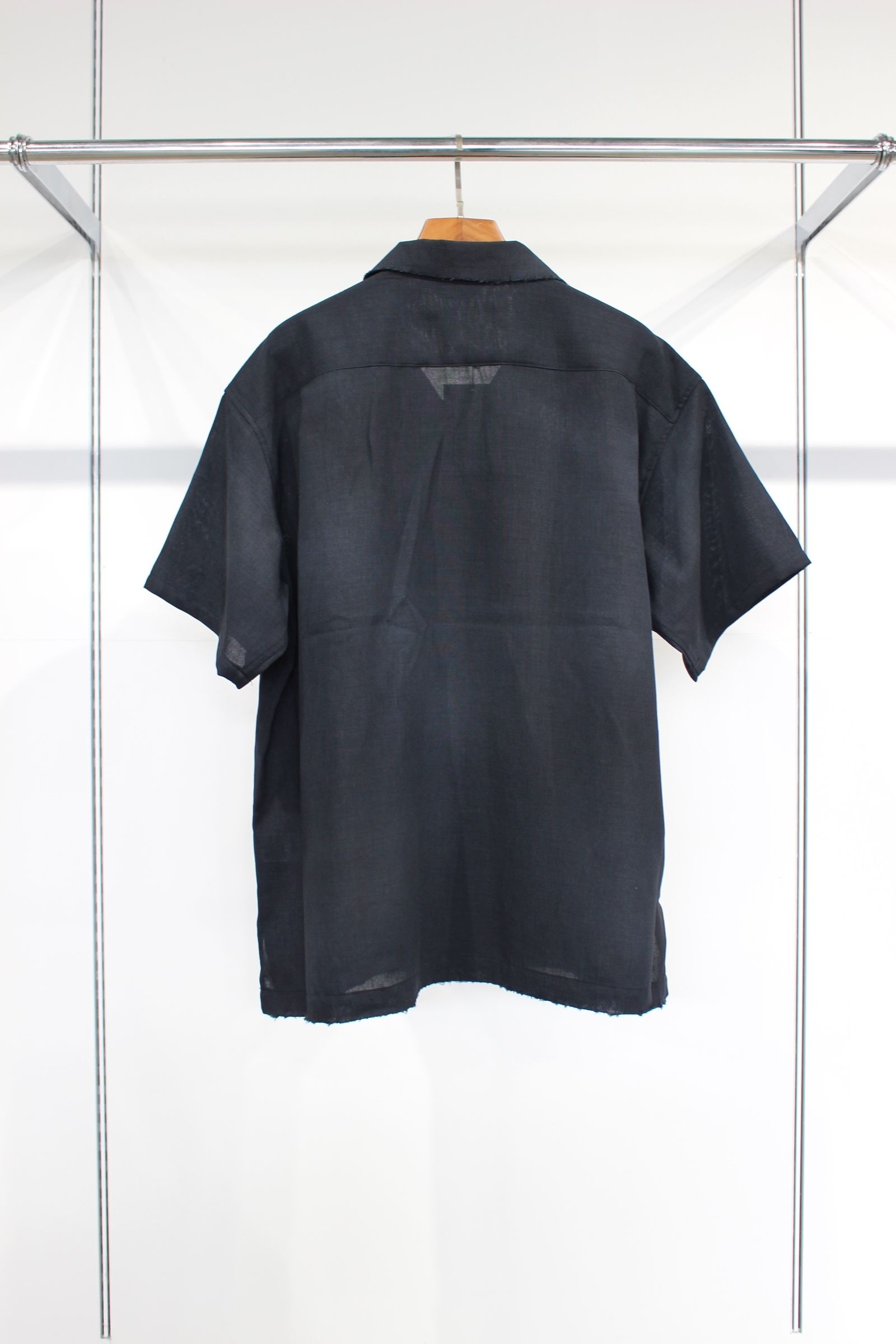 ANCELLM - MELANGE OPEN COLLAR SS SHIRT/NAVY | NapsNote