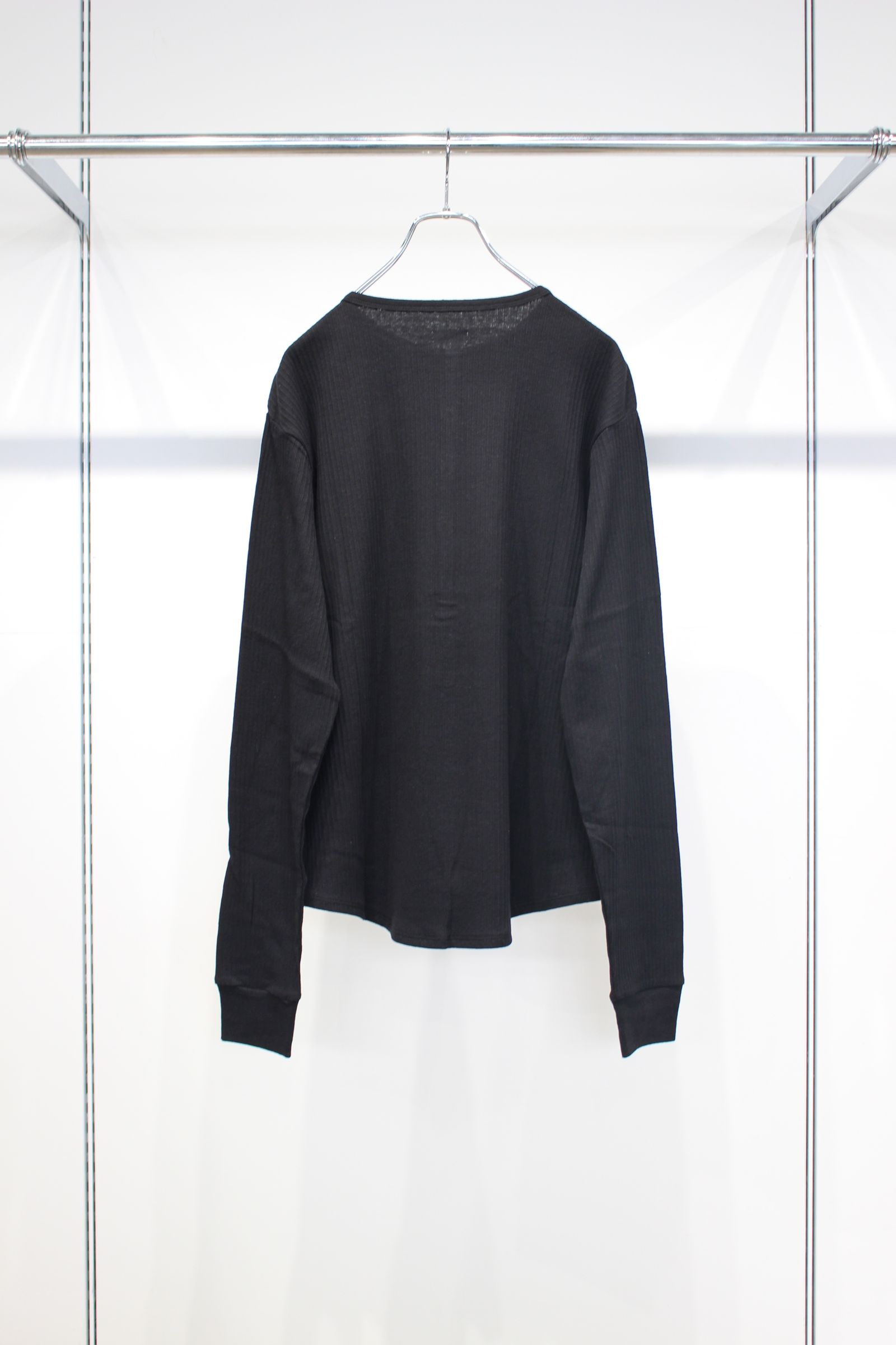 VINTAGE LIGHT RIB HENRY NECK L/S | BLACK | カットソー