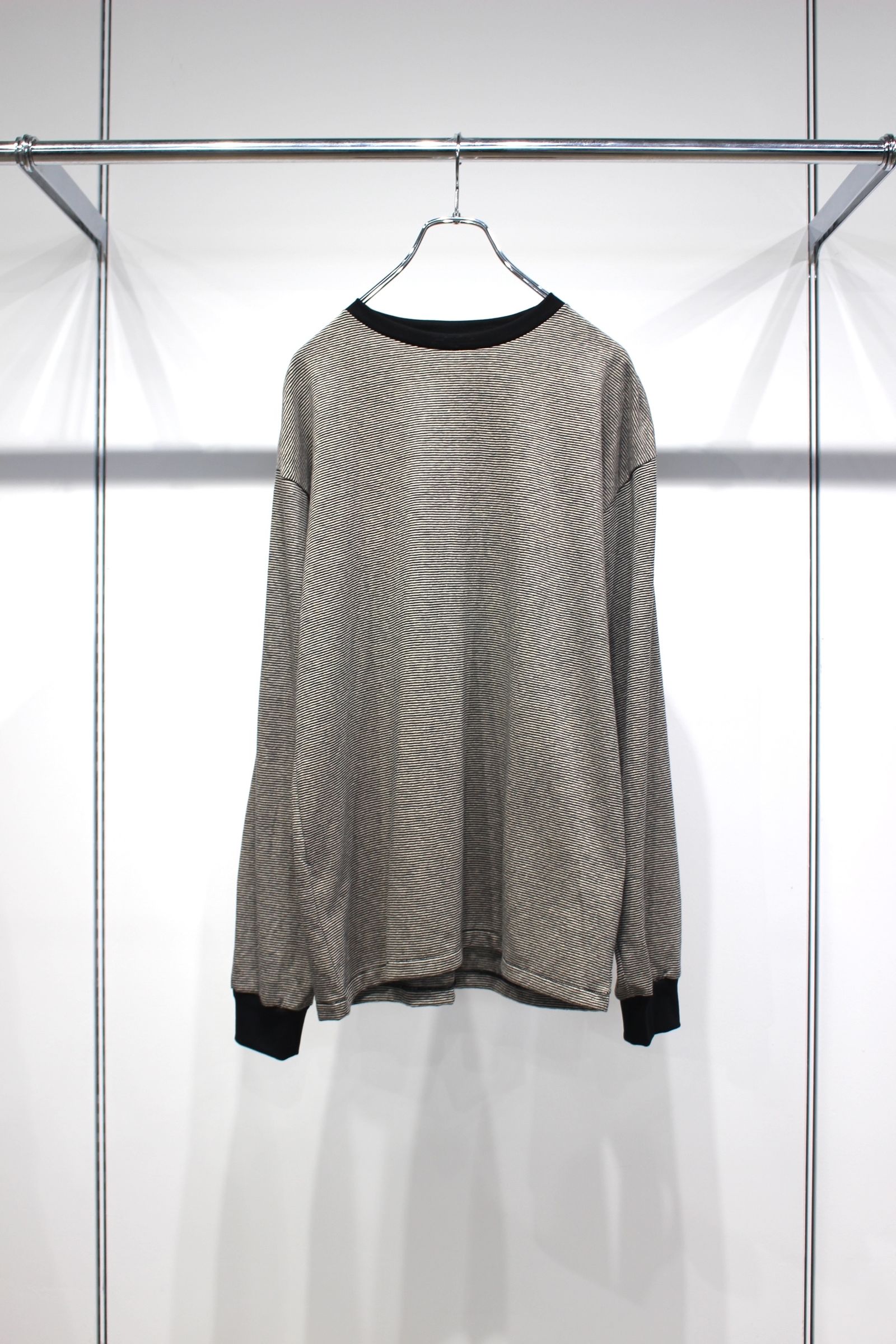 [ラスト1点] COTTON HEMP BORDER L/S TEE | BLACK | カットソー