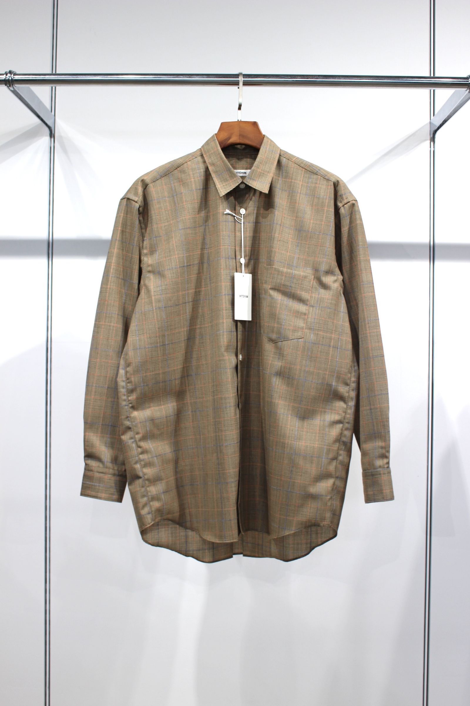 LIGHT SUITING WOOL CHECK L/S REGULAR SHIRTS | BEIGE CHECK | チェックシャツ