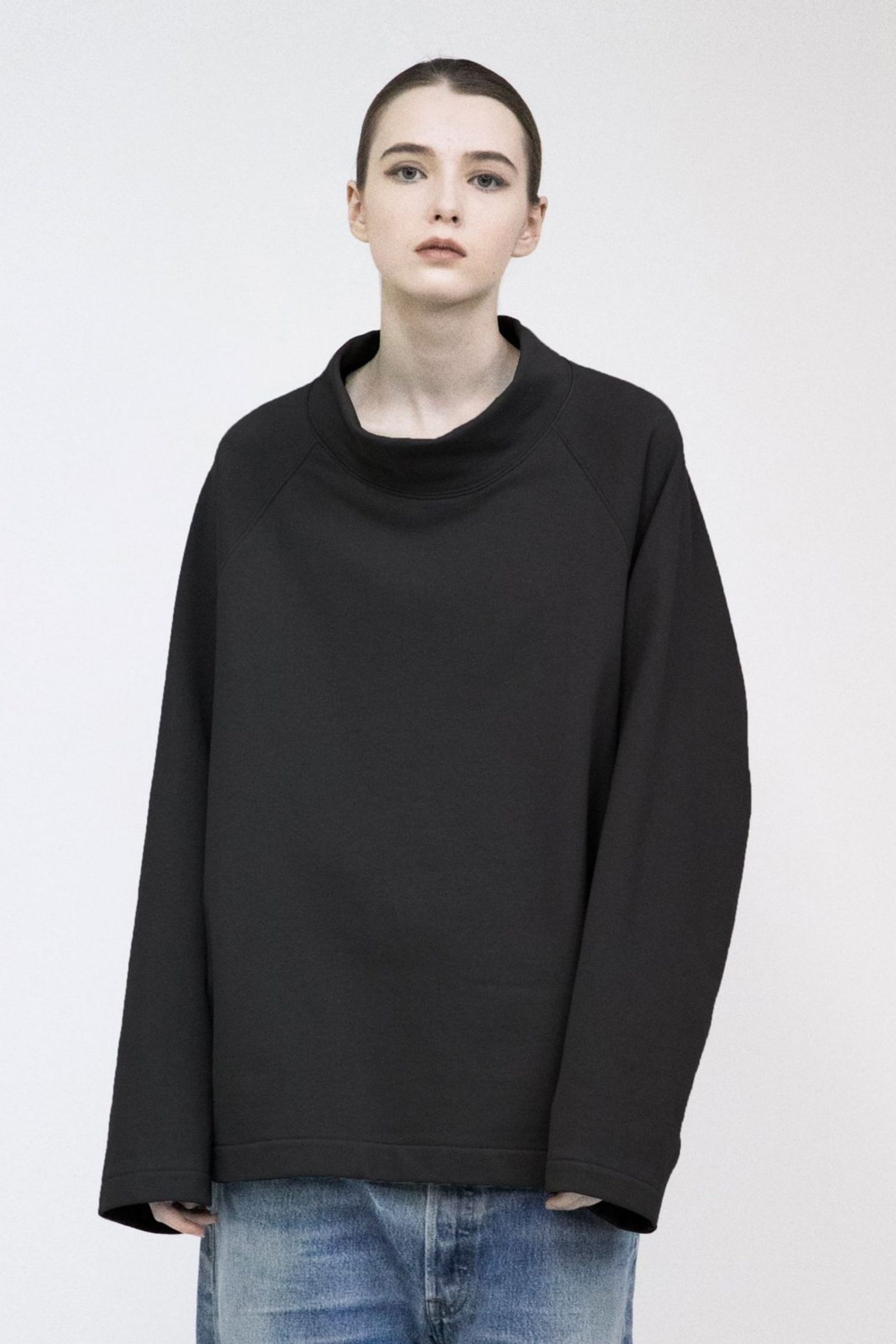 VOAAOV - Pile Shape Knitted Sweat (Hi-neck)/ハイネックスウェット