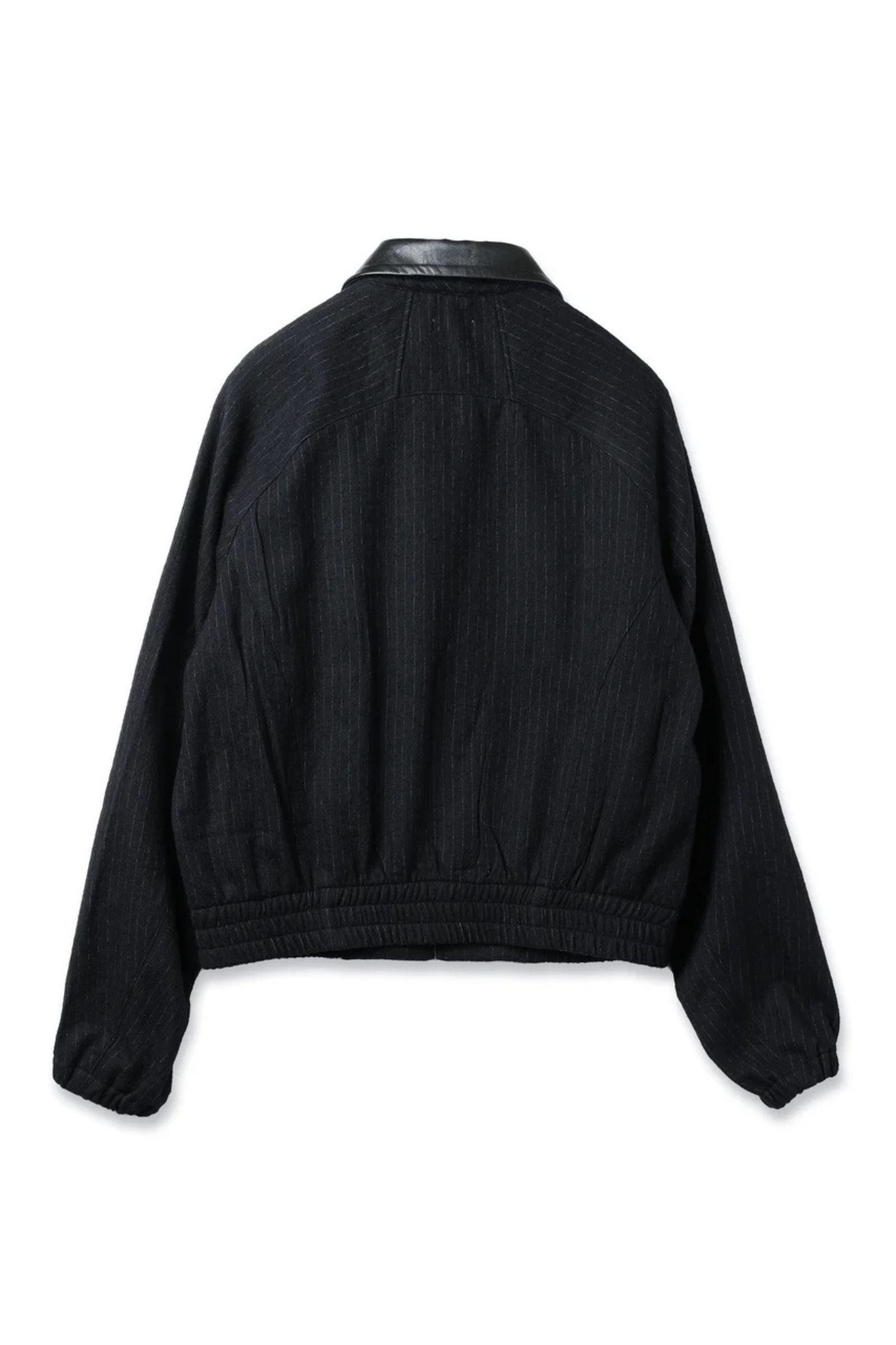 LEATHER COLLAR SHORT JACKET | BLACK STRIPE | ライトアウター