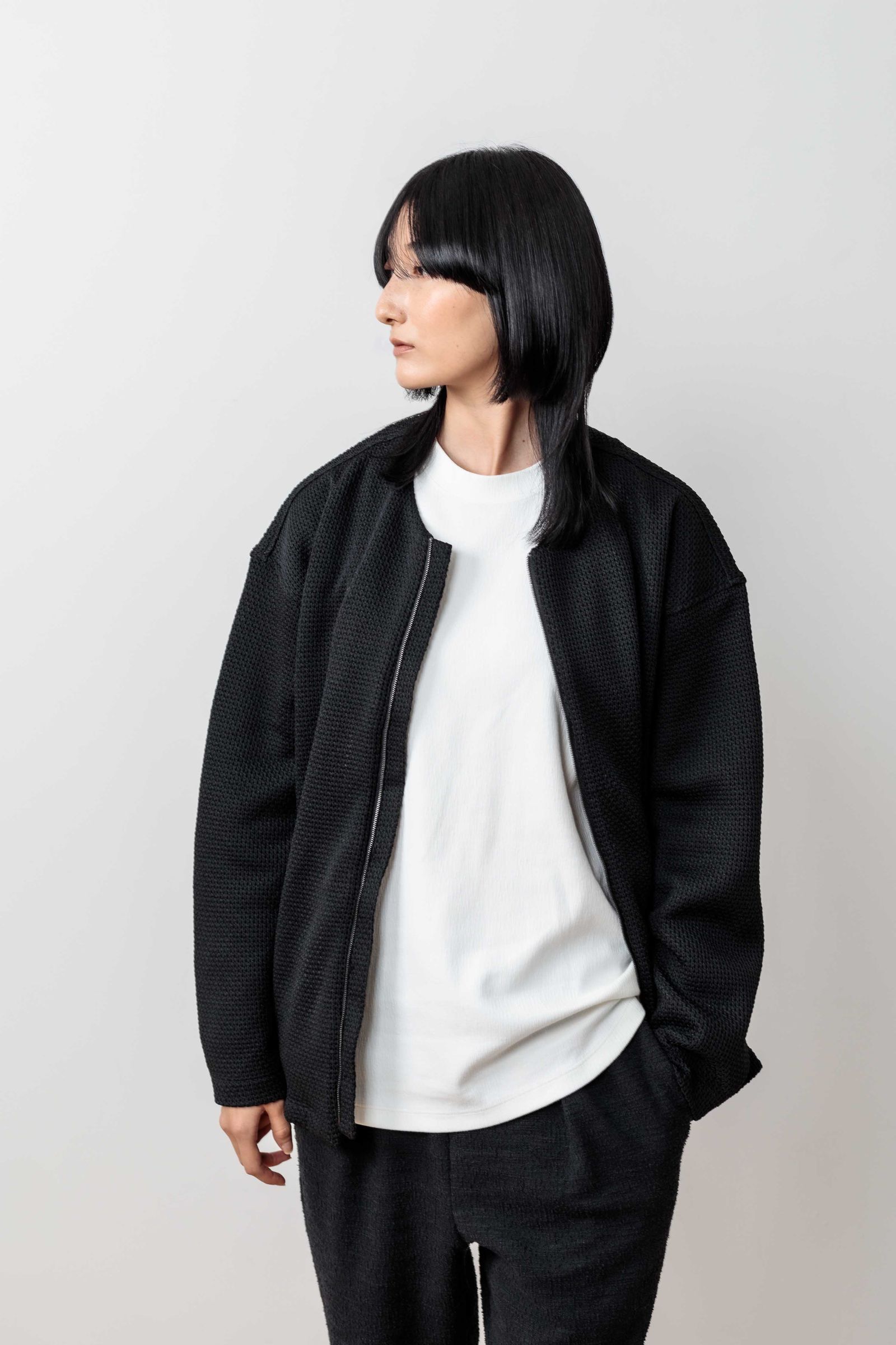 [ラスト1点] CRAPE DOUBLE-KNIT TEE L/S | NAVY | カットソー