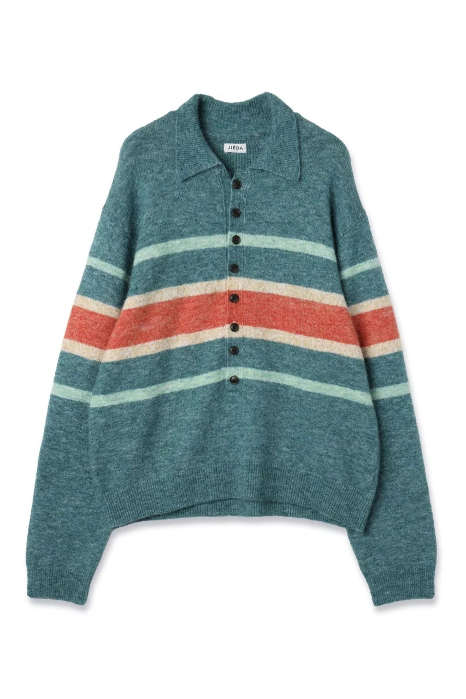 STRIPED KNIT POLO | EMERALD GREEN | ニット