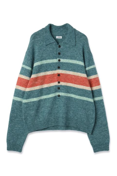 STRIPED KNIT POLO | EMERALD GREEN | ニット