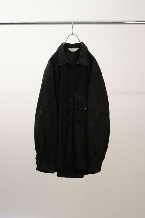 [ラスト1点] L/C NEP FLOWER EMBROIDERY OVER SHIRT | BLACK | オーバーシャツ